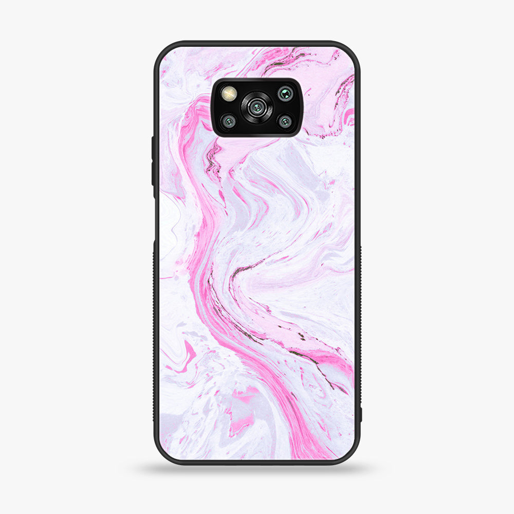Xiaomi Poco X3 - Pink Marble Series - Premium Printed Glass soft Bumper shock Proof Case