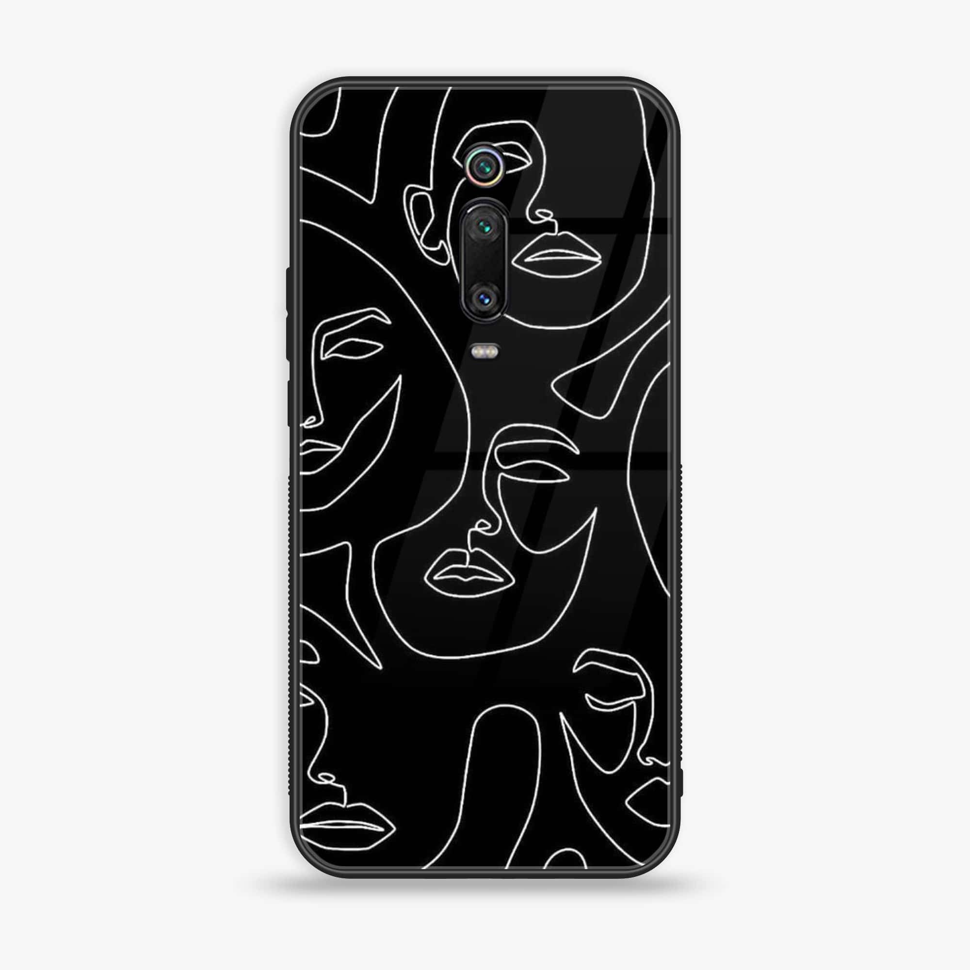 Xiaomi Mi 9T - Girls Line Art Series - Premium Printed Glass soft Bumper shock Proof Case