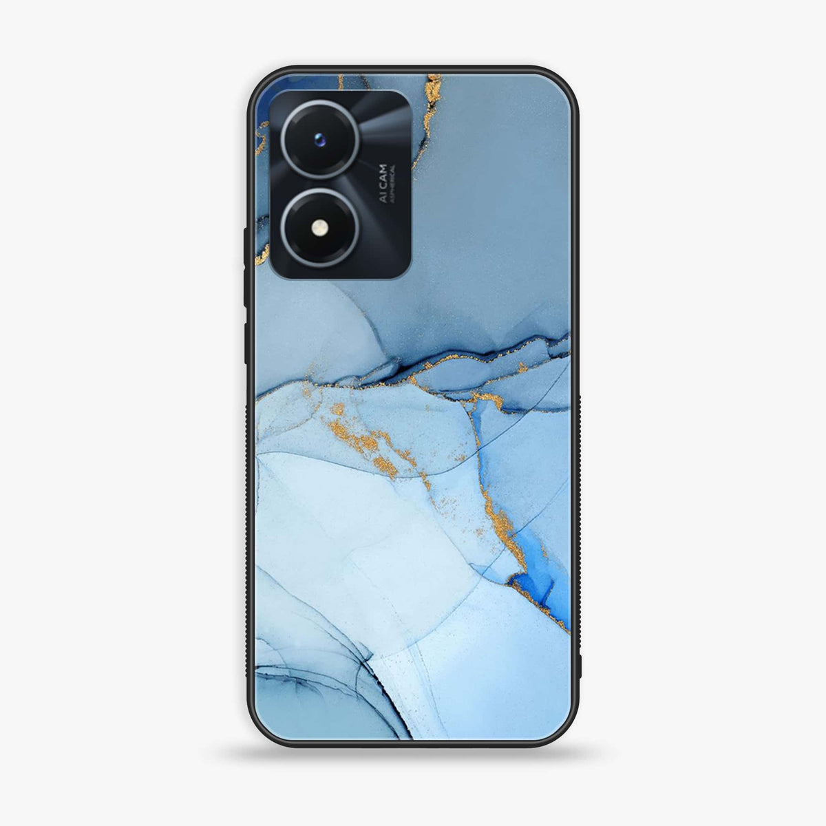 Vivo Y02s  - Blue Marble Series - Premium Printed Glass soft Bumper shock Proof Case