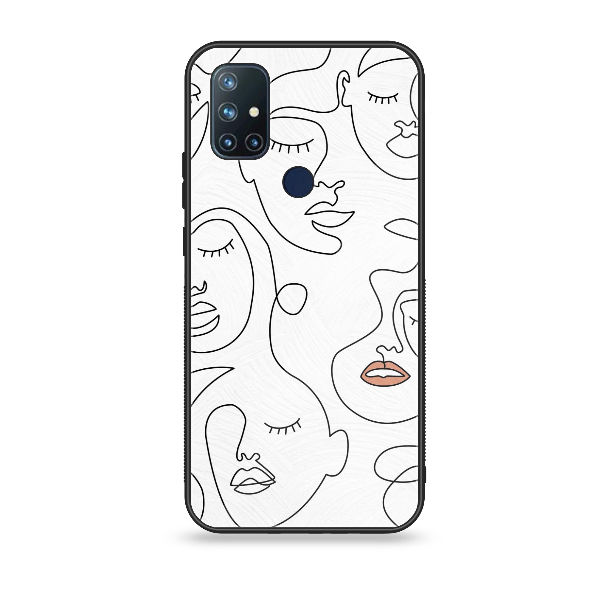 OnePlus Nord N10 -Girl Line Art Series - Premium Printed Glass soft Bumper shock Proof Case