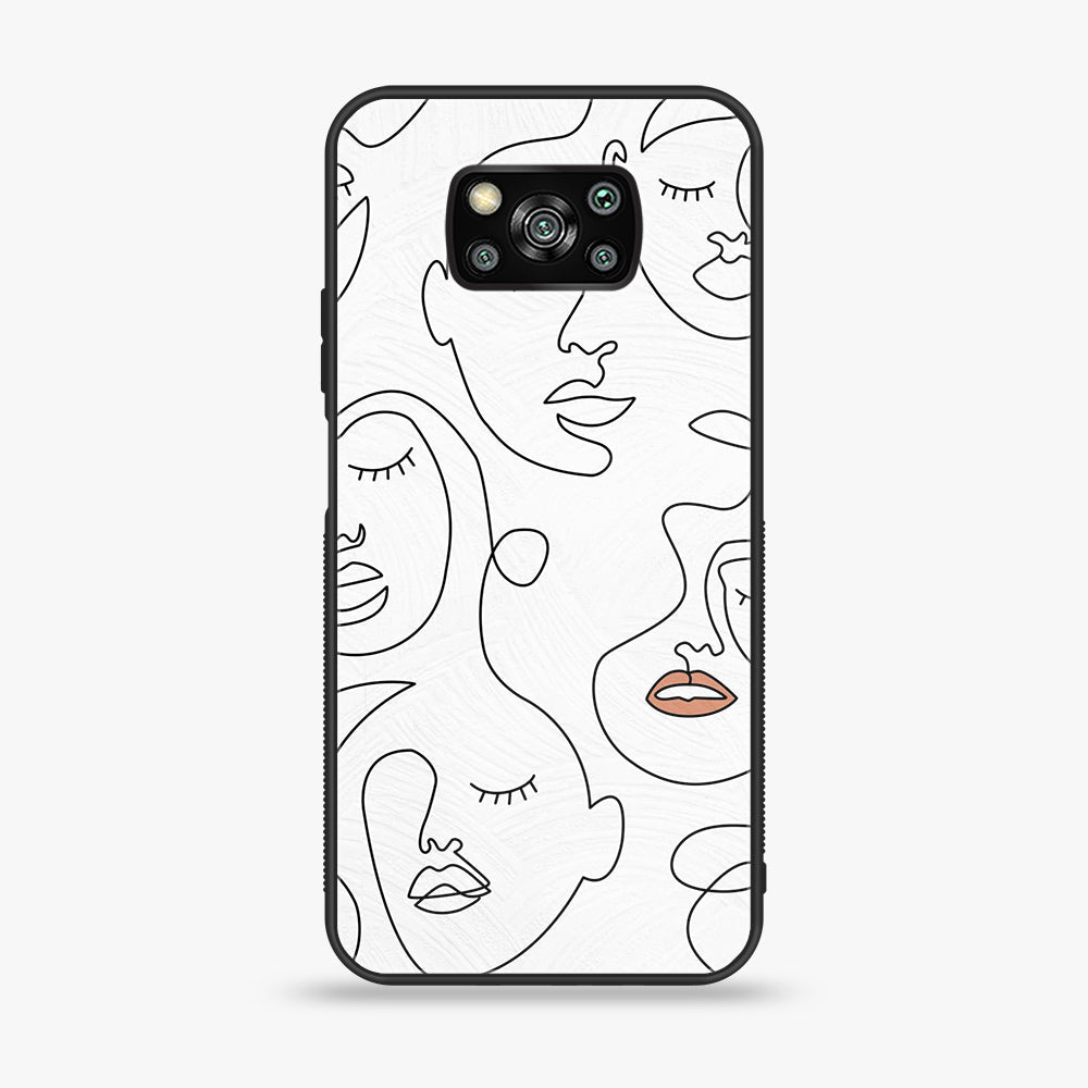 Xiaomi Poco X3 - Girl line Art Series - Premium Printed Glass soft Bumper shock Proof Case