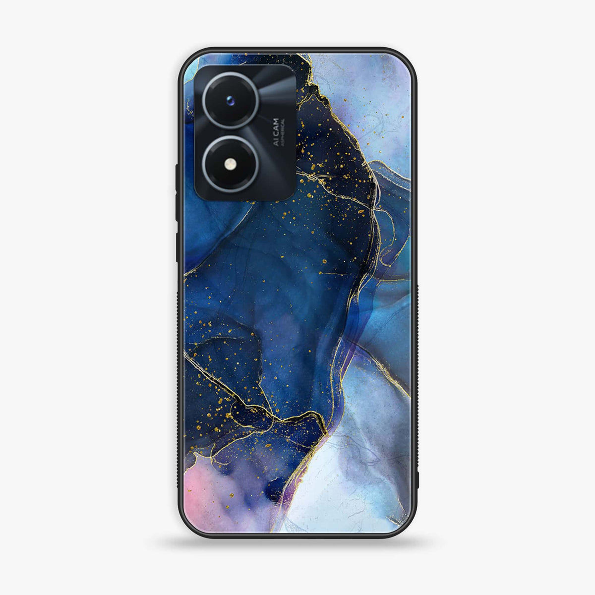 Vivo Y02s  - Blue Marble Series - Premium Printed Glass soft Bumper shock Proof Case