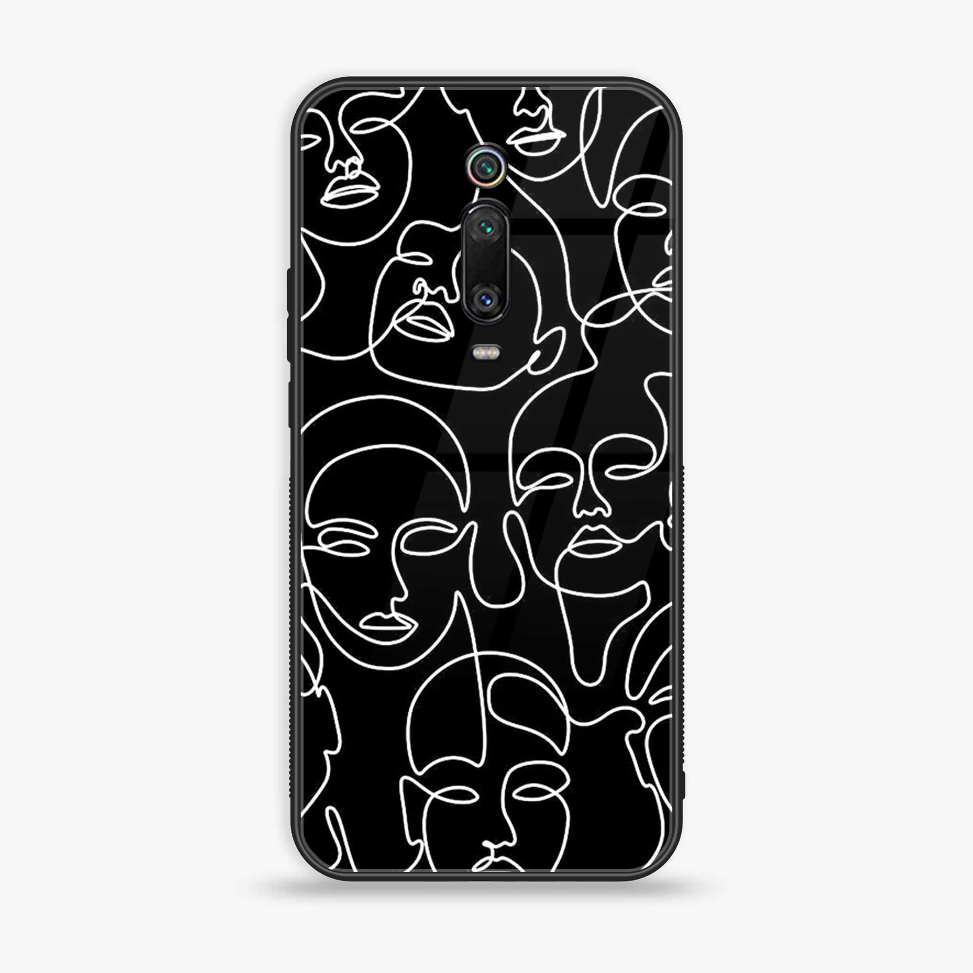 Xiaomi Mi 9T - Girls Line Art Series - Premium Printed Glass soft Bumper shock Proof Case