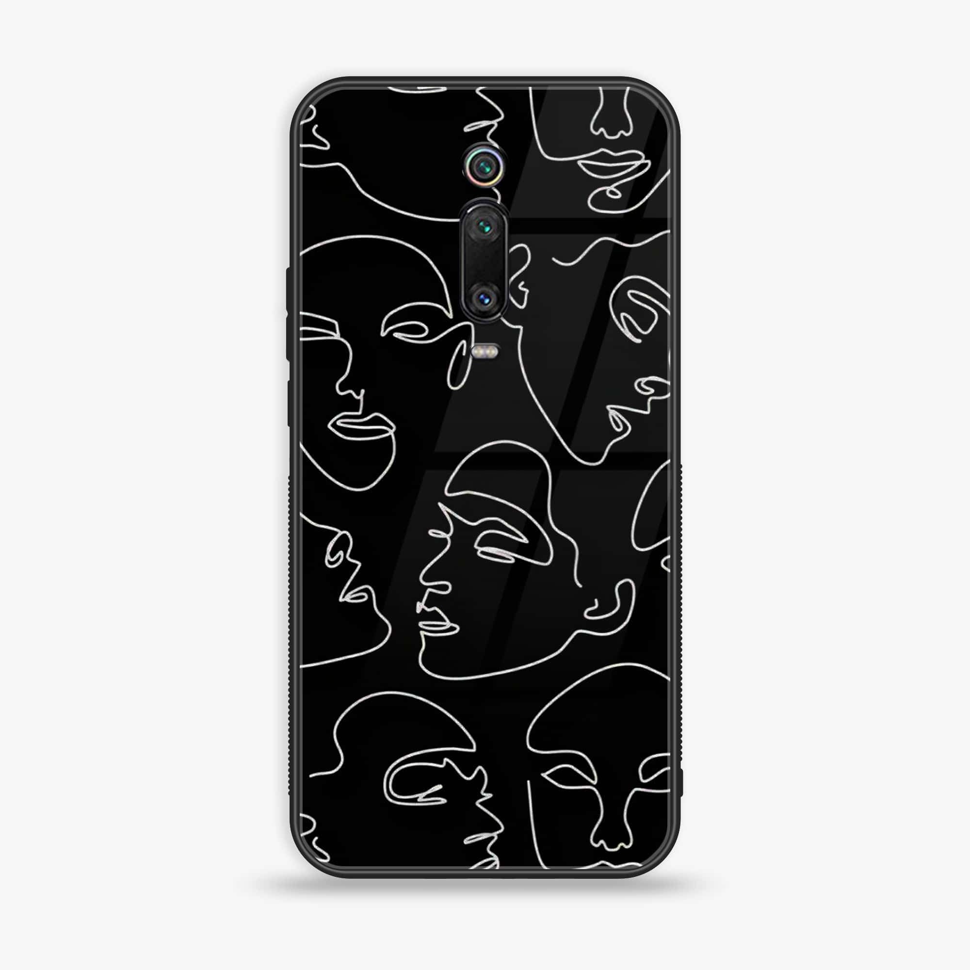 Xiaomi Mi 9T - Girls Line Art Series - Premium Printed Glass soft Bumper shock Proof Case