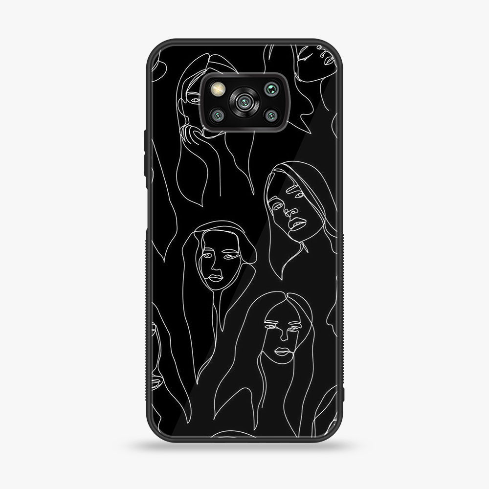 Xiaomi Poco X3 - Girl line Art Series - Premium Printed Glass soft Bumper shock Proof Case