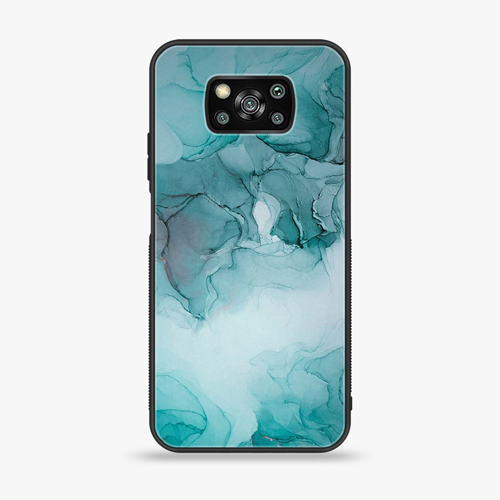 Xiaomi Poco X3 - Blue Marble Series - Premium Printed Glass soft Bumper shock Proof Case