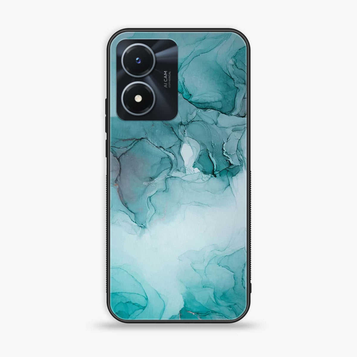 Vivo Y02s  - Blue Marble Series - Premium Printed Glass soft Bumper shock Proof Case