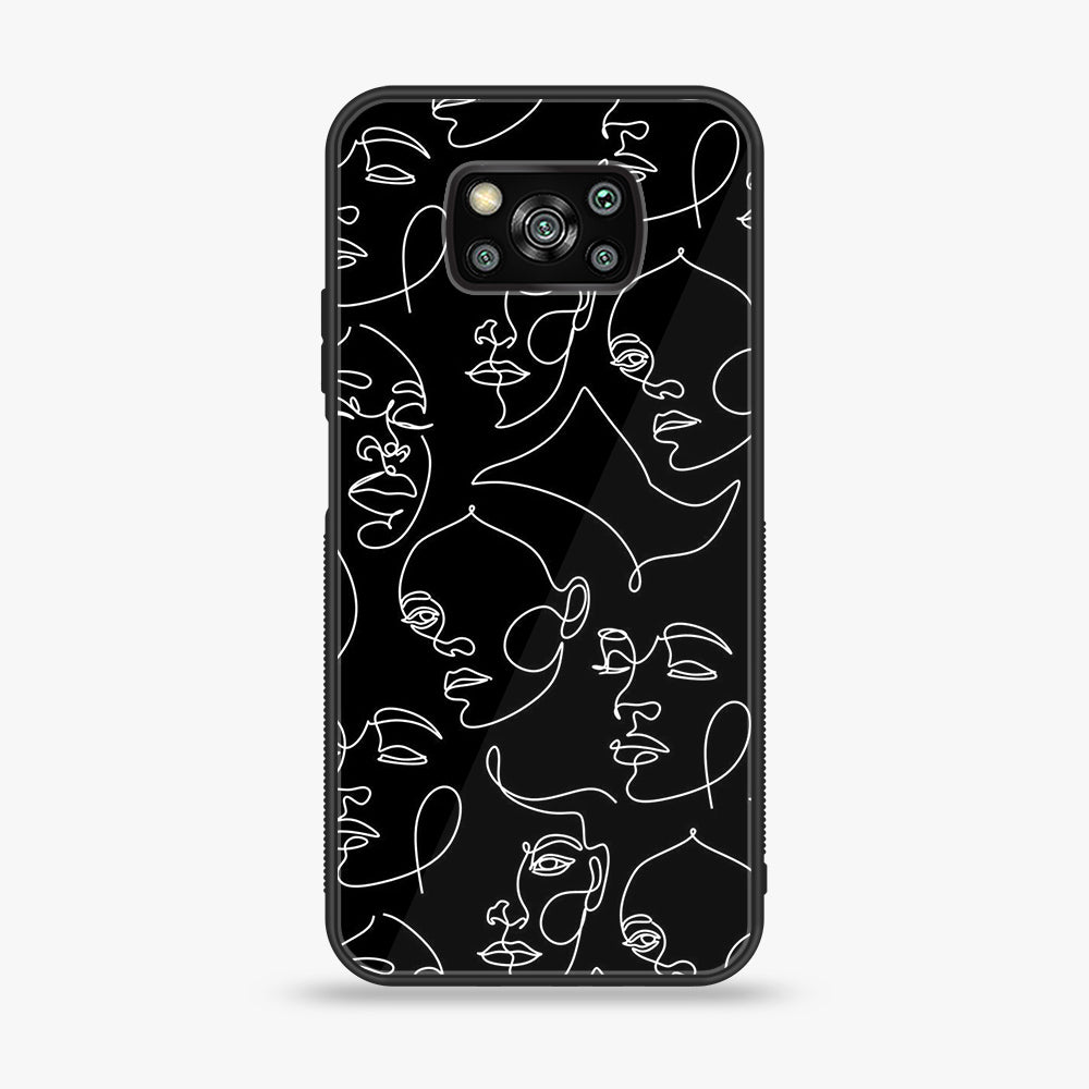 Xiaomi Poco X3 - Girl line Art Series - Premium Printed Glass soft Bumper shock Proof Case