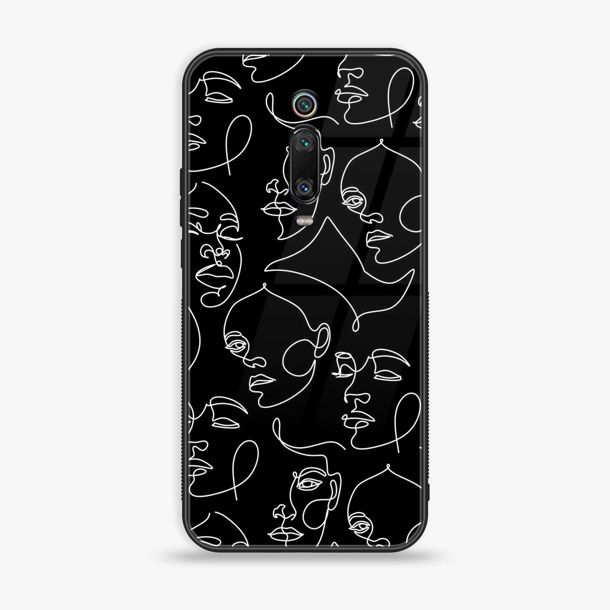 Xiaomi Mi 9T - Girls Line Art Series - Premium Printed Glass soft Bumper shock Proof Case
