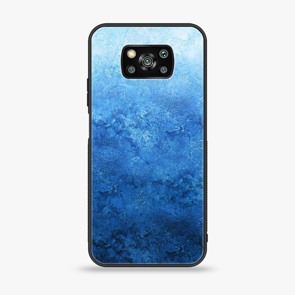 Xiaomi Poco X3 - Blue Marble Series - Premium Printed Glass soft Bumper shock Proof Case