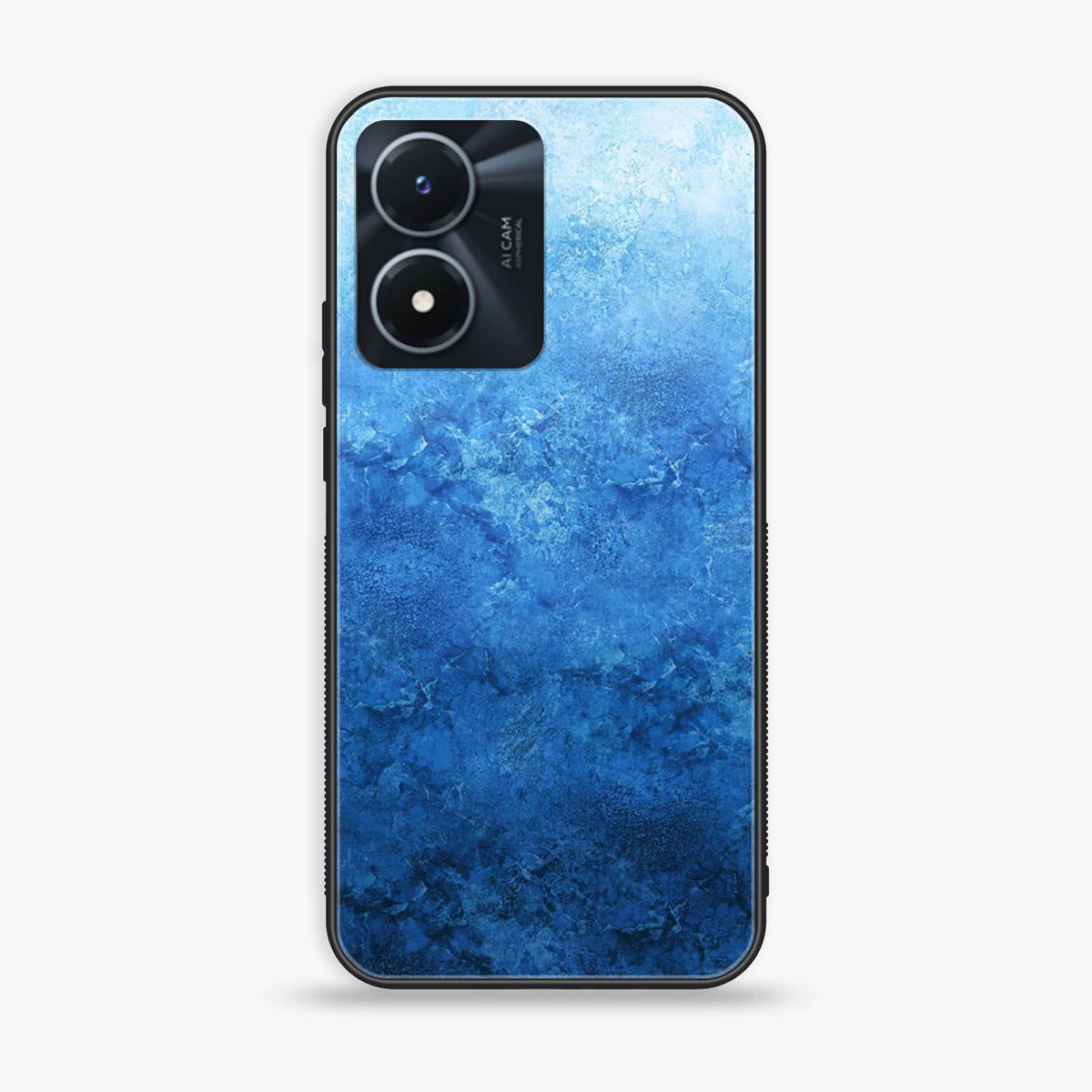 Vivo Y02s  - Blue Marble Series - Premium Printed Glass soft Bumper shock Proof Case