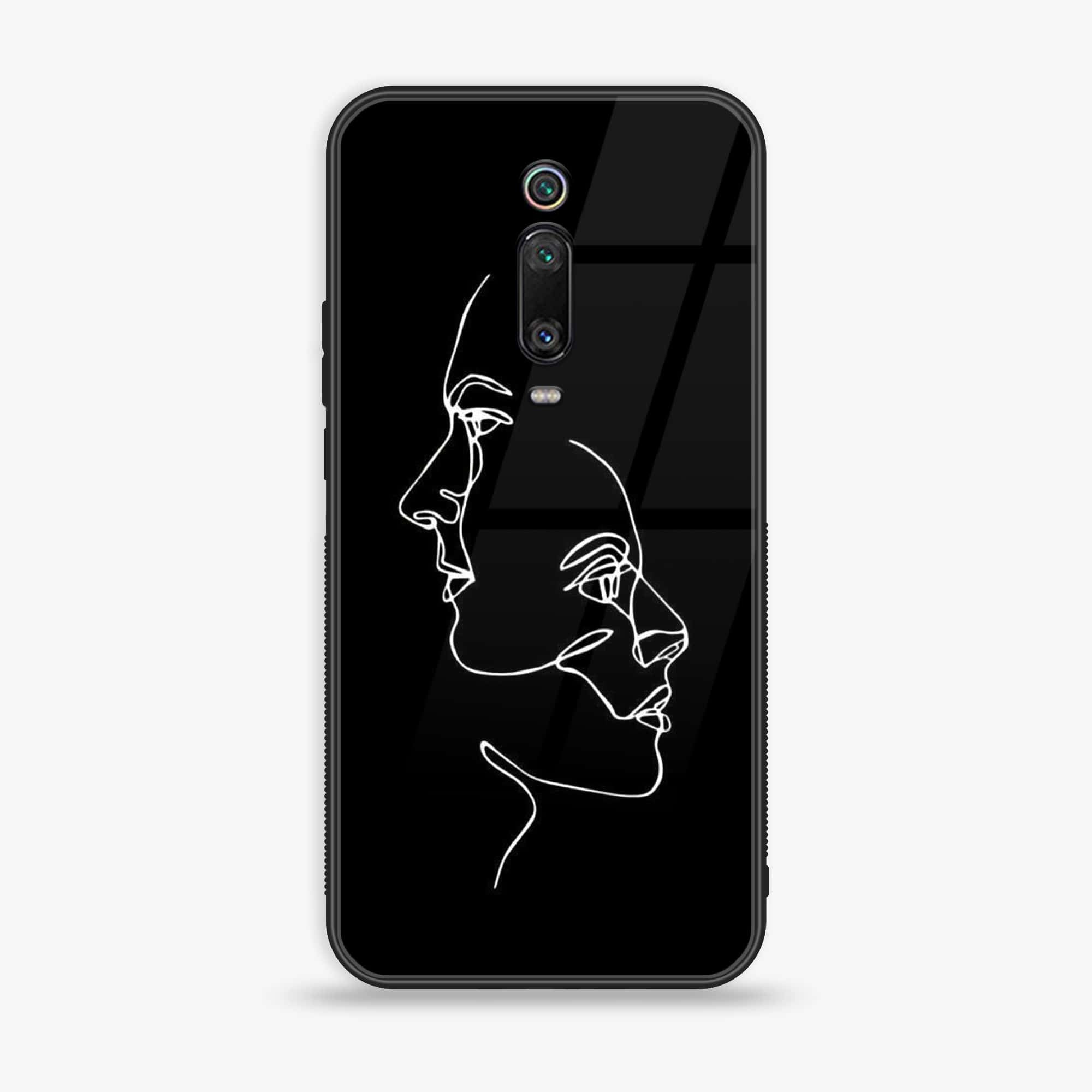 Xiaomi Mi 9T - Girls Line Art Series - Premium Printed Glass soft Bumper shock Proof Case