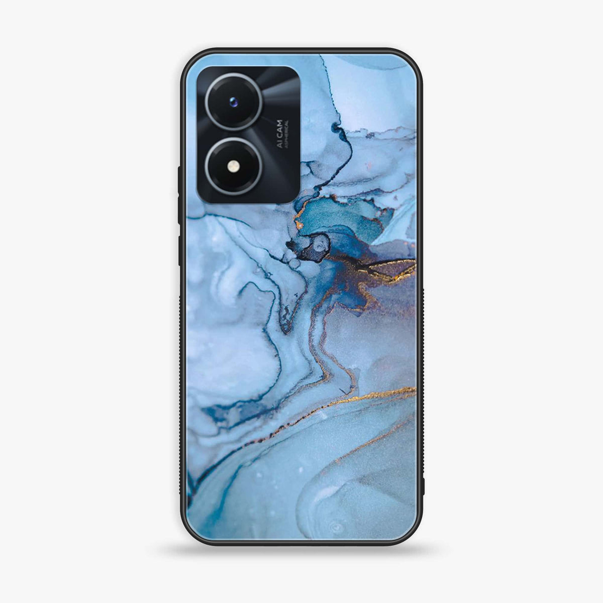 Vivo Y02s  - Blue Marble Series - Premium Printed Glass soft Bumper shock Proof Case