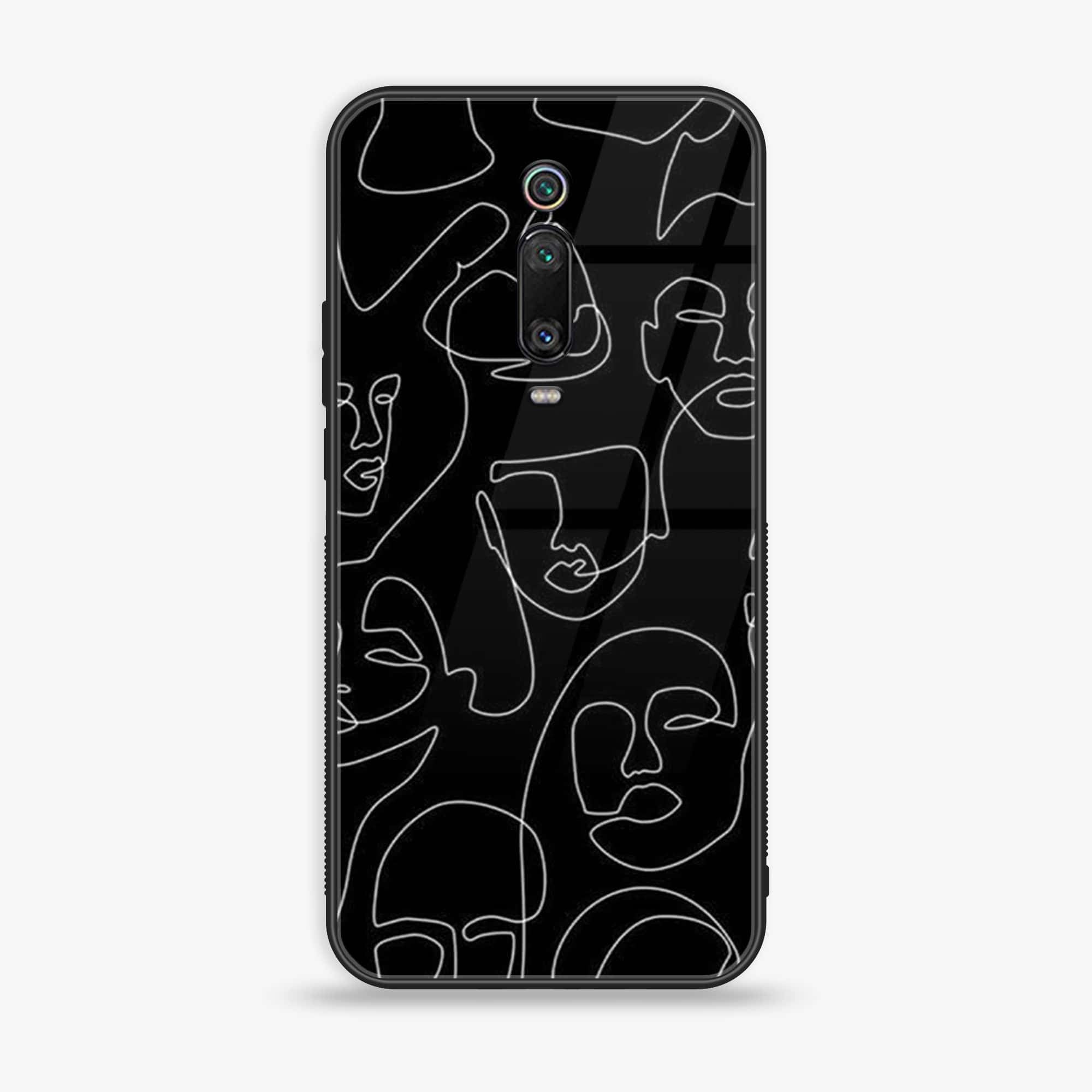 Xiaomi Mi 9T - Girls Line Art Series - Premium Printed Glass soft Bumper shock Proof Case