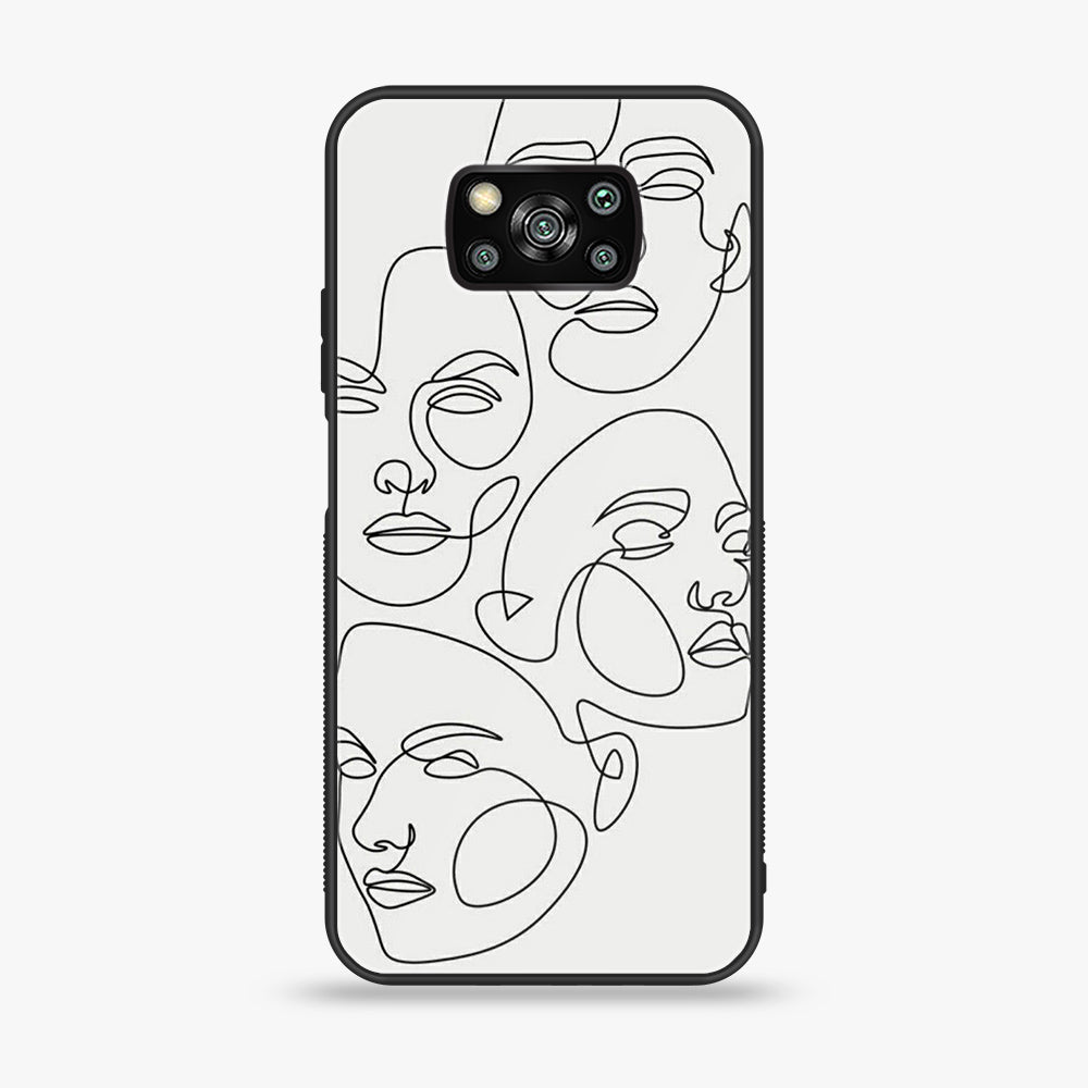 Xiaomi Poco X3 - Girl line Art Series - Premium Printed Glass soft Bumper shock Proof Case