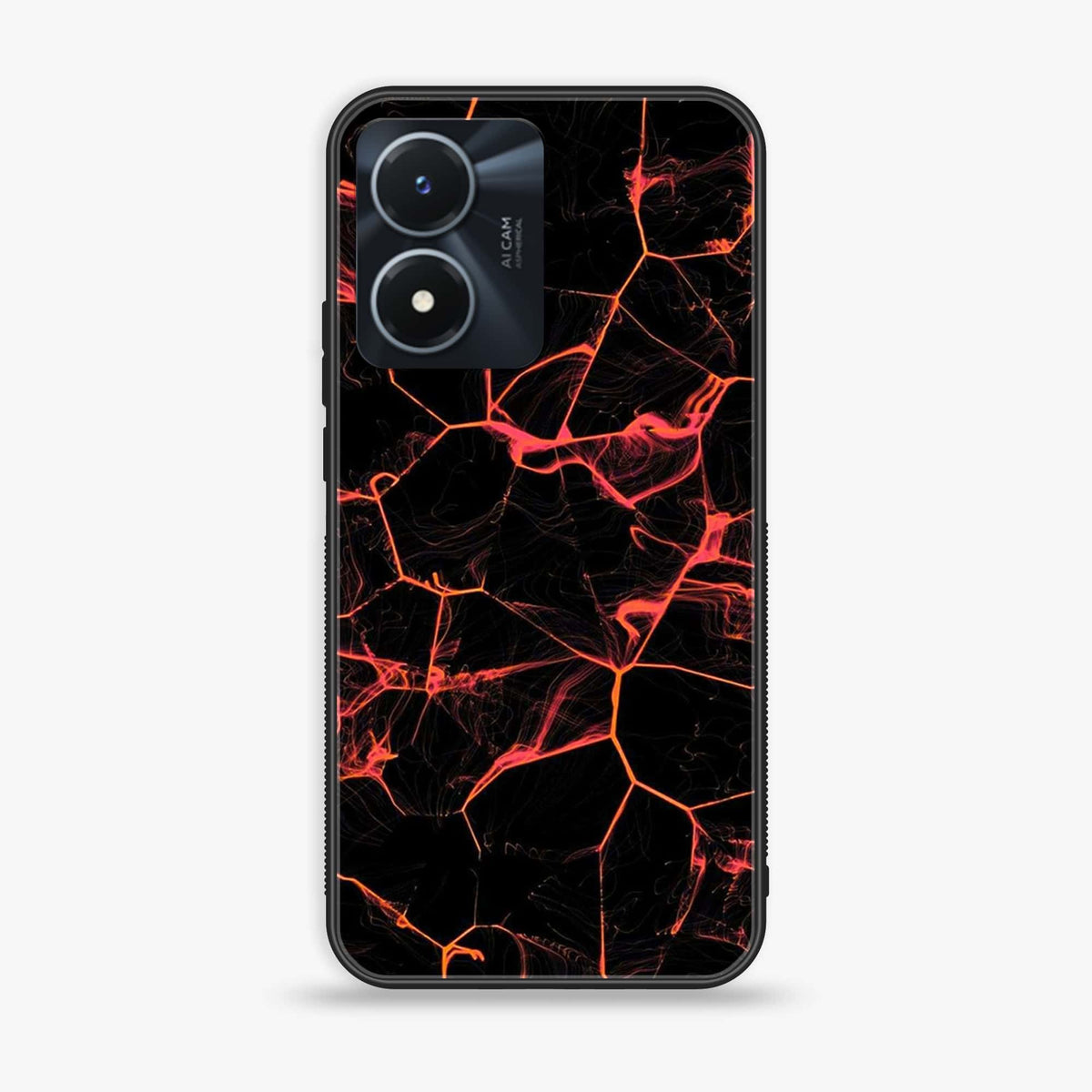 Vivo Y02s  - Black Marble Series - Premium Printed Glass soft Bumper shock Proof Case