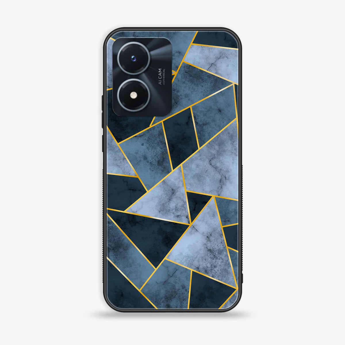Vivo Y02s - Geometric Marble Series - Premium Printed Glass soft Bumper shock Proof Case