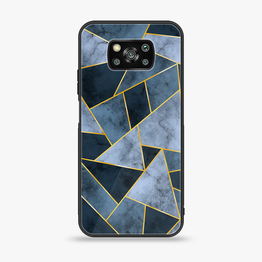 Xiaomi Poco X3 - Geometric Marble  Series - Premium Printed Glass soft Bumper shock Proof Case