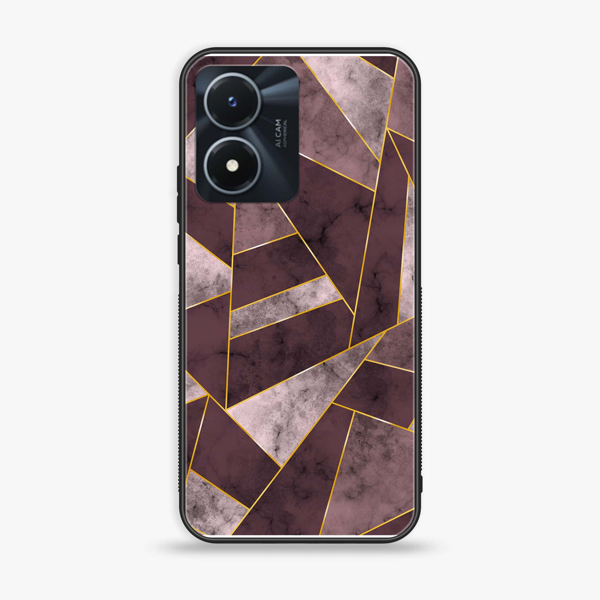 Vivo Y02s - Geometric Marble Series - Premium Printed Glass soft Bumper shock Proof Case