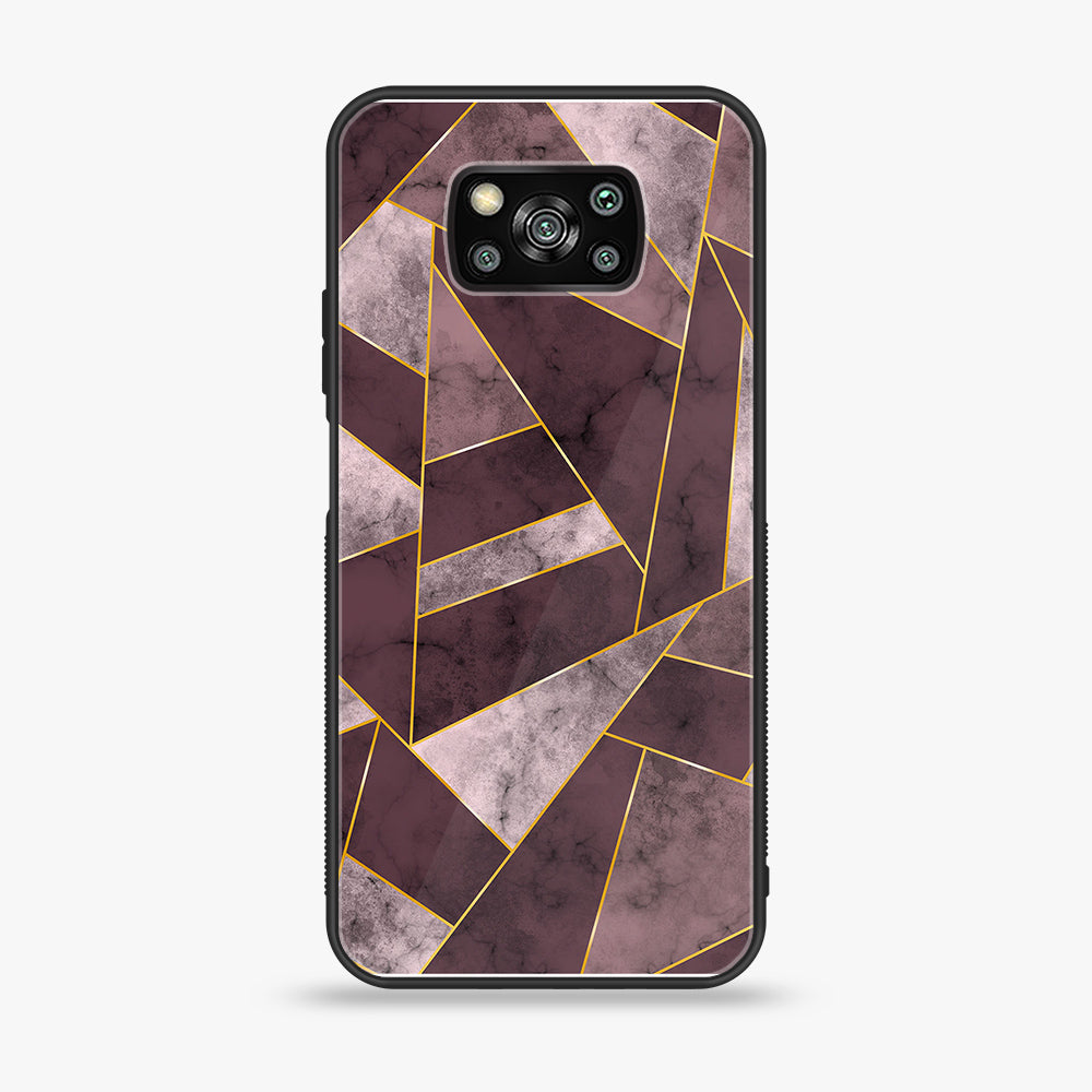 Xiaomi Poco X3 - Geometric Marble  Series - Premium Printed Glass soft Bumper shock Proof Case