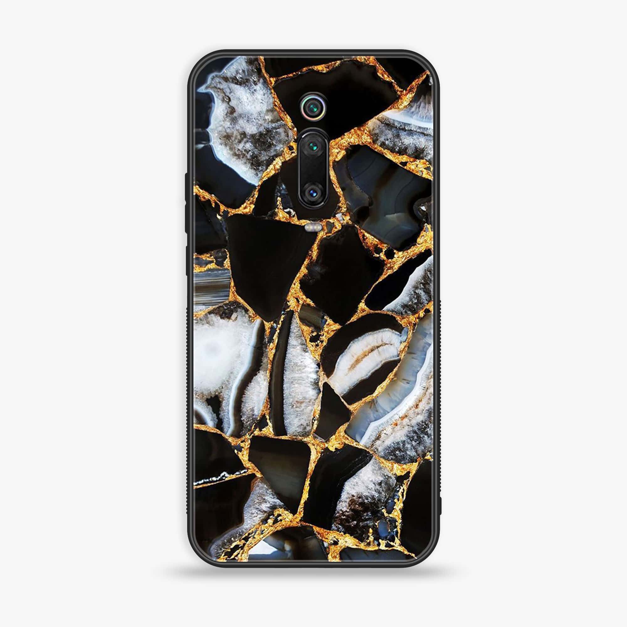 Xiaomi Mi 9T Pro - Black Marble Series - Premium Printed Glass soft Bumper shock Proof Case