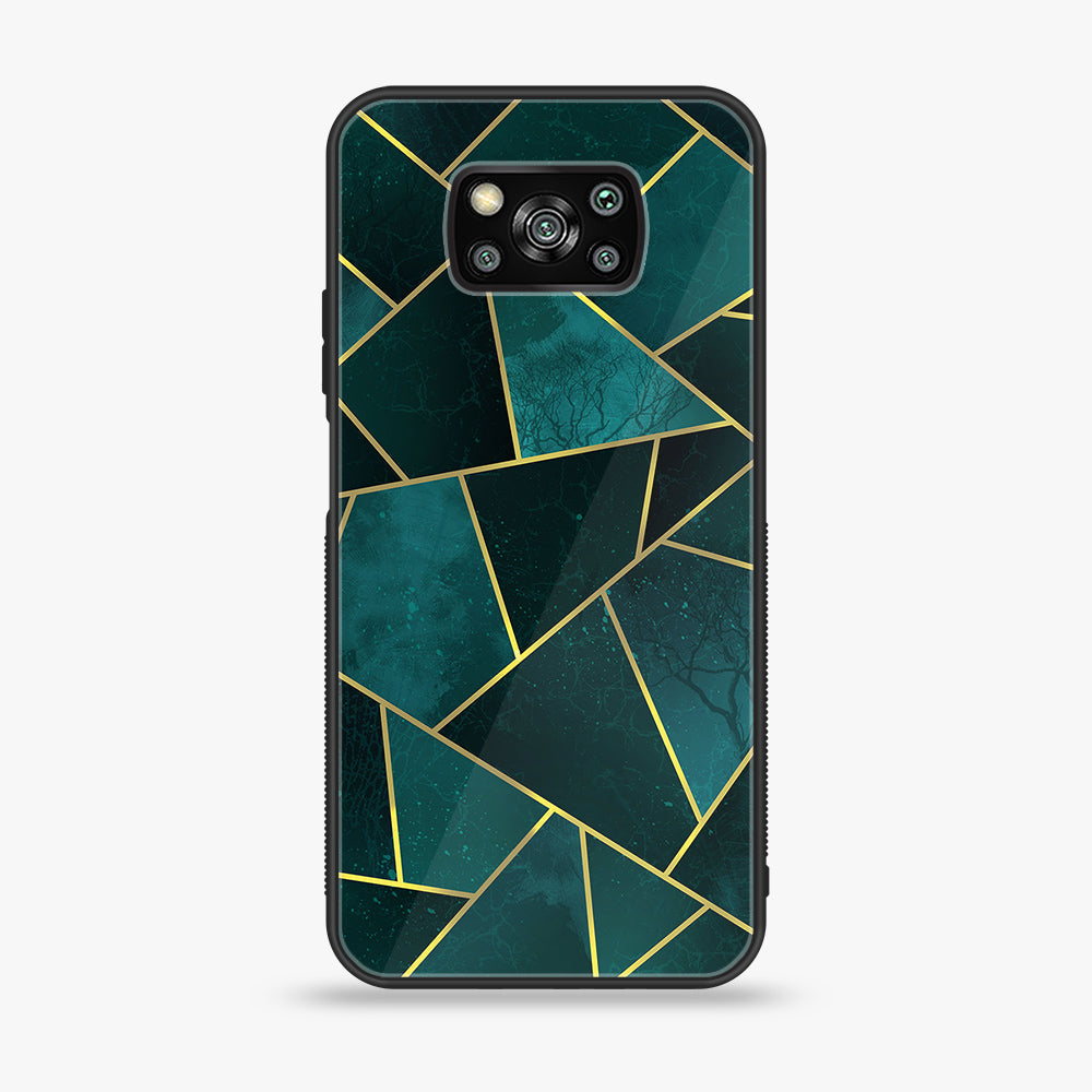 Xiaomi Poco X3 - Geometric Marble  Series - Premium Printed Glass soft Bumper shock Proof Case