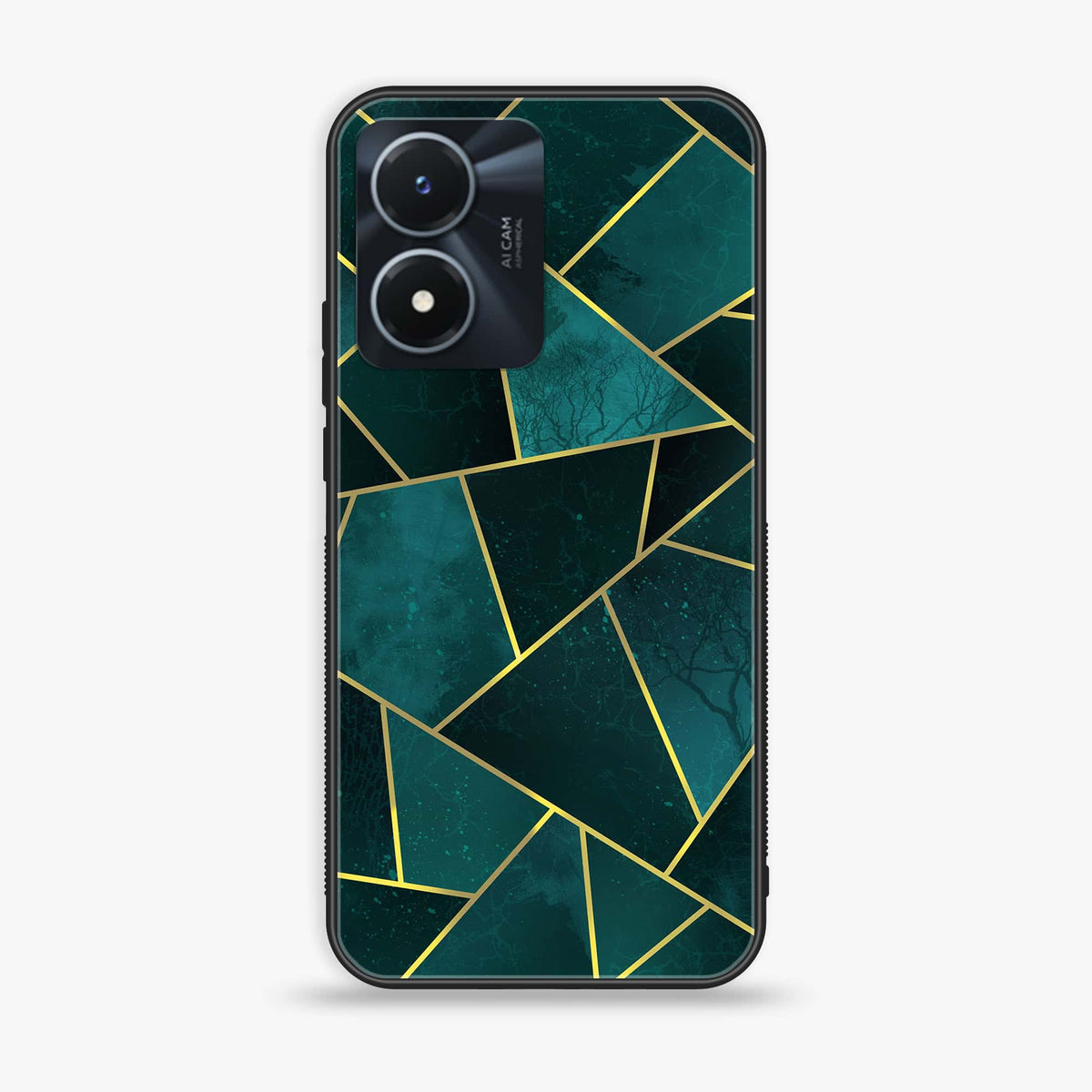 Vivo Y02s - Geometric Marble Series - Premium Printed Glass soft Bumper shock Proof Case