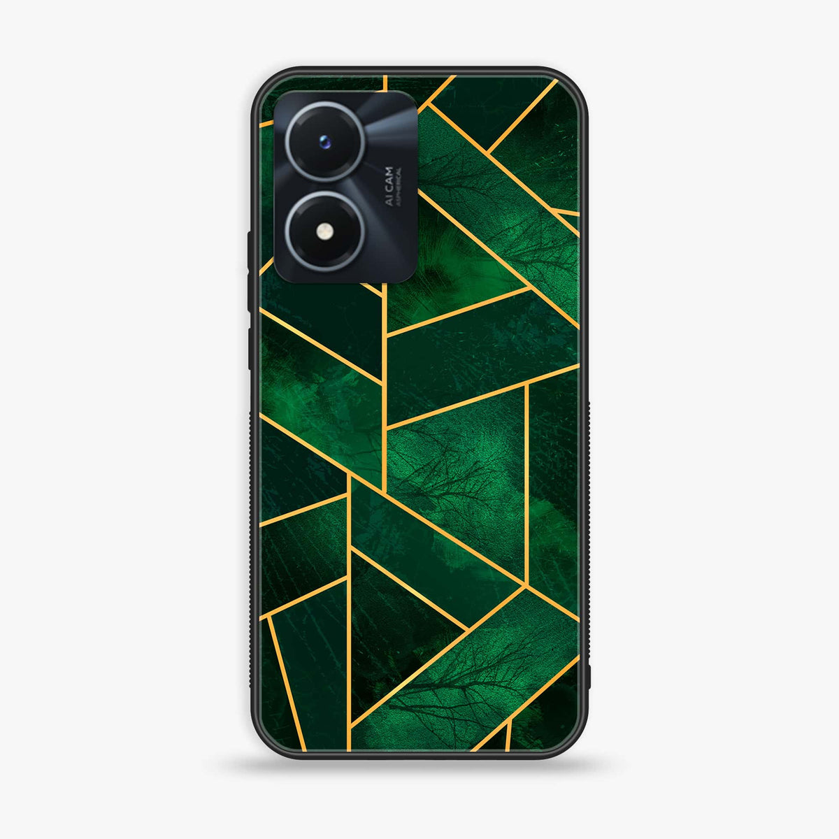 Vivo Y02s - Geometric Marble Series - Premium Printed Glass soft Bumper shock Proof Case