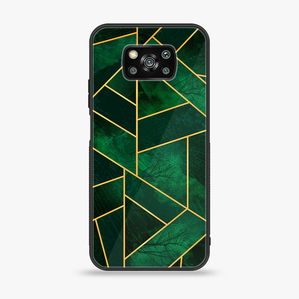 Xiaomi Poco X3 - Geometric Marble  Series - Premium Printed Glass soft Bumper shock Proof Case