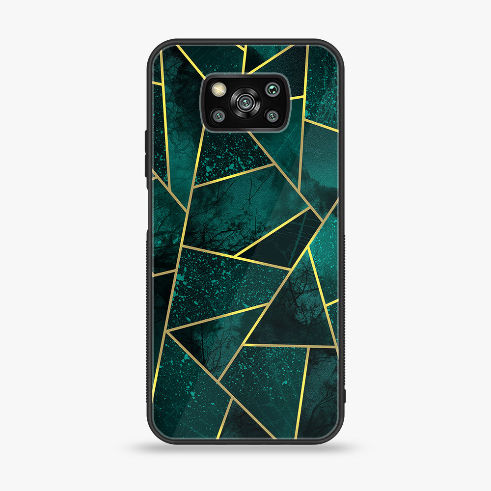 Xiaomi Poco X3 - Geometric Marble  Series - Premium Printed Glass soft Bumper shock Proof Case