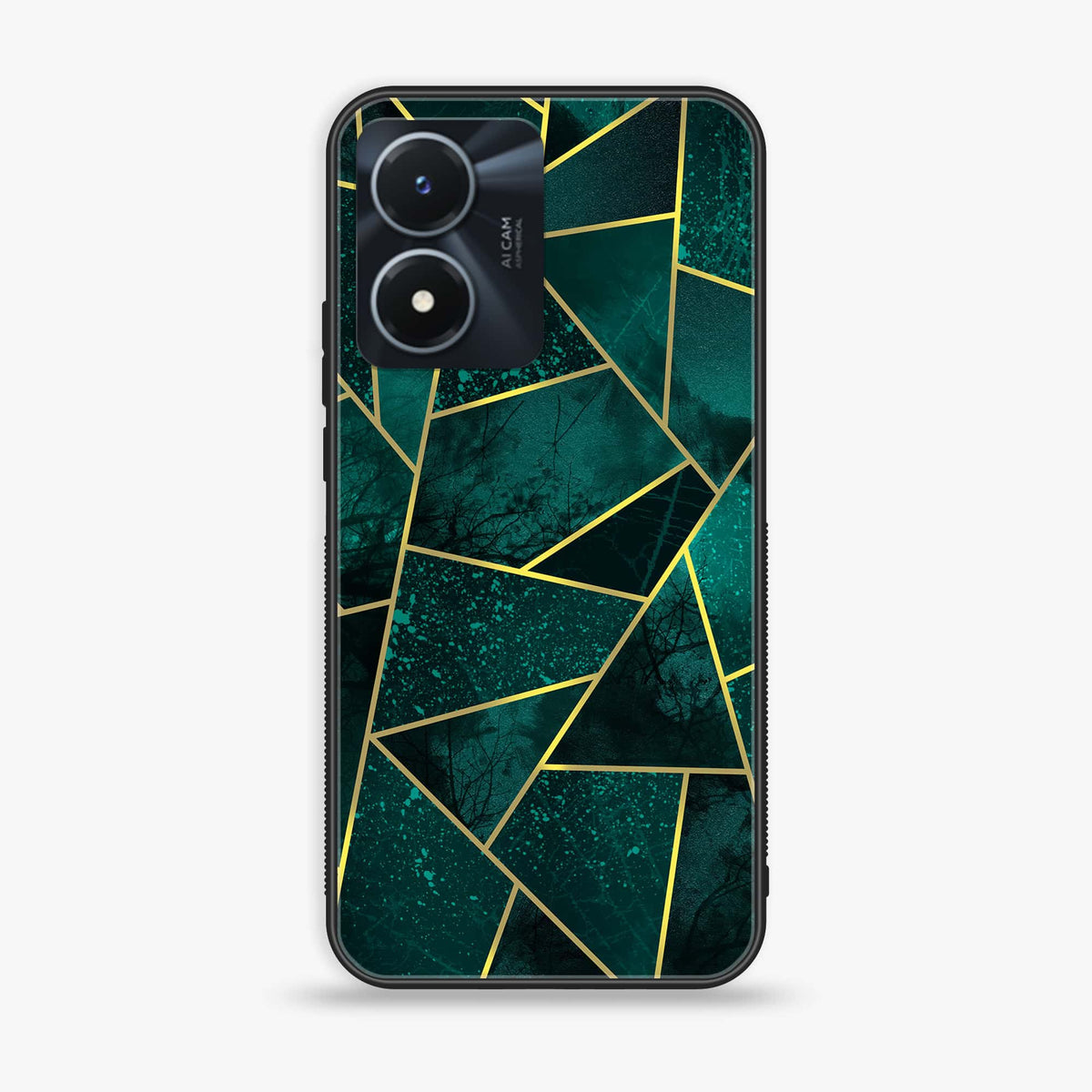 Vivo Y02s - Geometric Marble Series - Premium Printed Glass soft Bumper shock Proof Case
