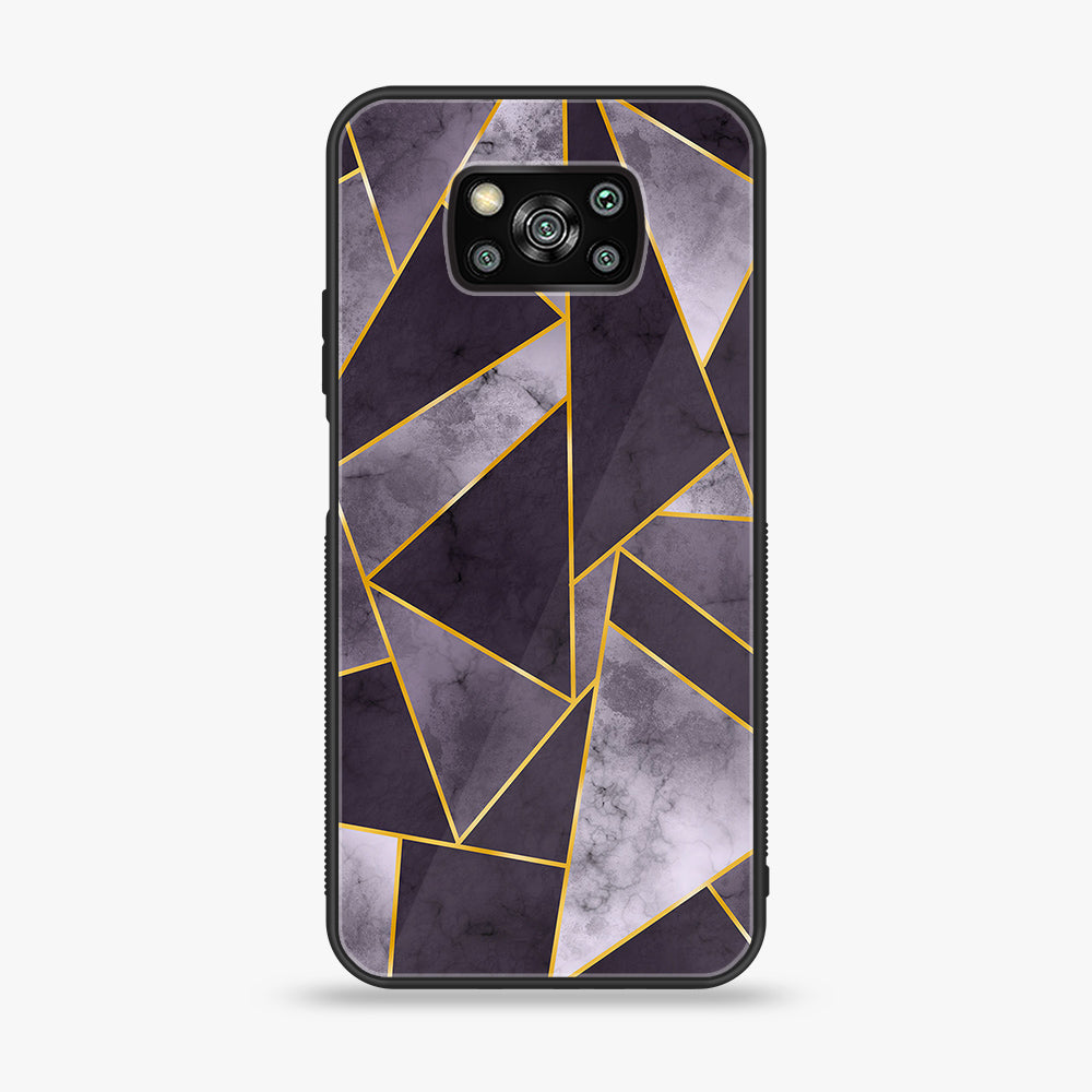 Xiaomi Poco X3 - Geometric Marble  Series - Premium Printed Glass soft Bumper shock Proof Case