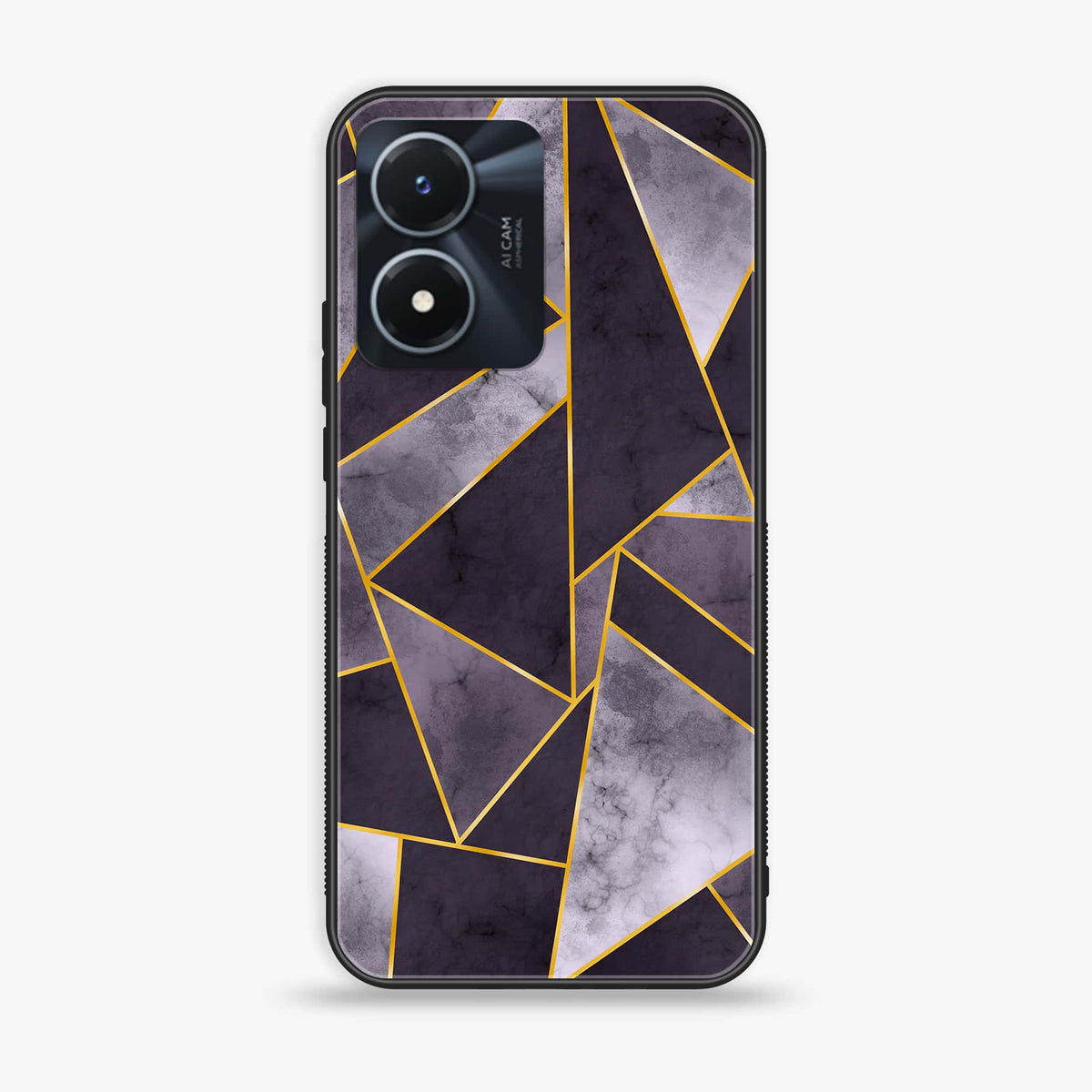 Vivo Y02s - Geometric Marble Series - Premium Printed Glass soft Bumper shock Proof Case