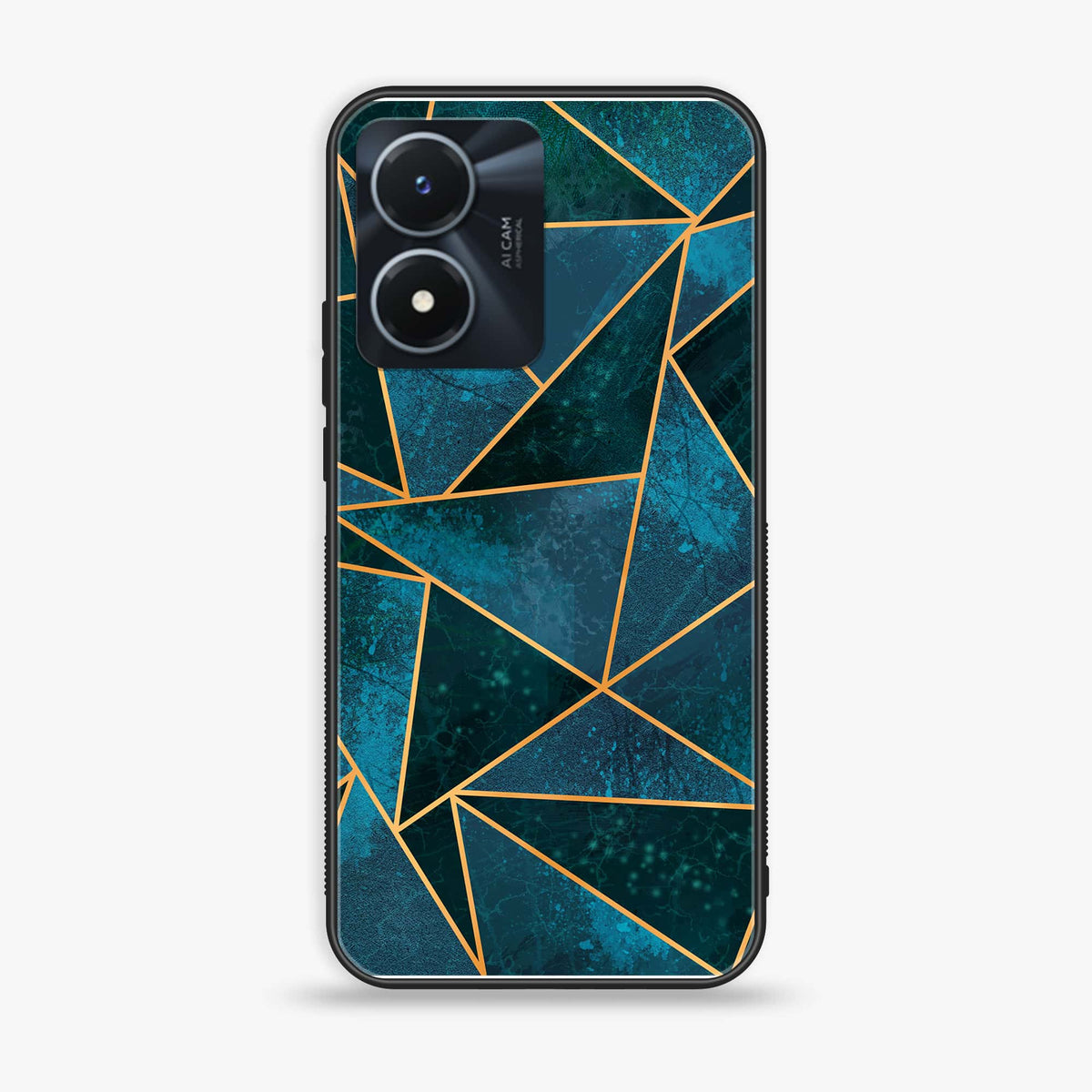 Vivo Y02s - Geometric Marble Series - Premium Printed Glass soft Bumper shock Proof Case