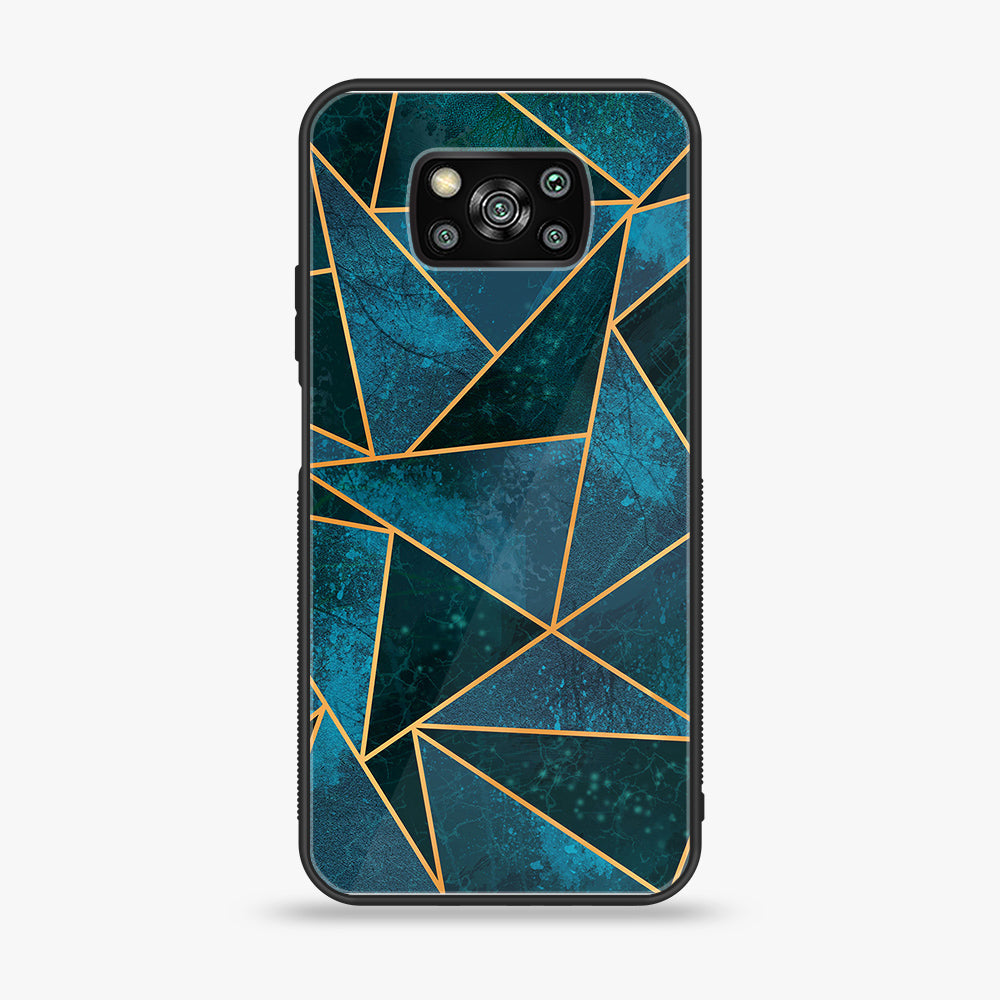 Xiaomi Poco X3 - Geometric Marble  Series - Premium Printed Glass soft Bumper shock Proof Case