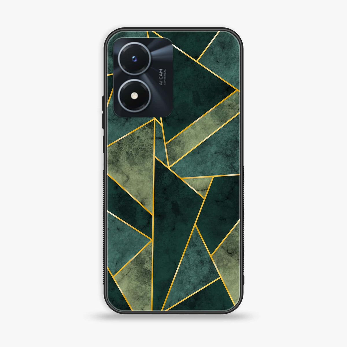 Vivo Y02s - Geometric Marble Series - Premium Printed Glass soft Bumper shock Proof Case