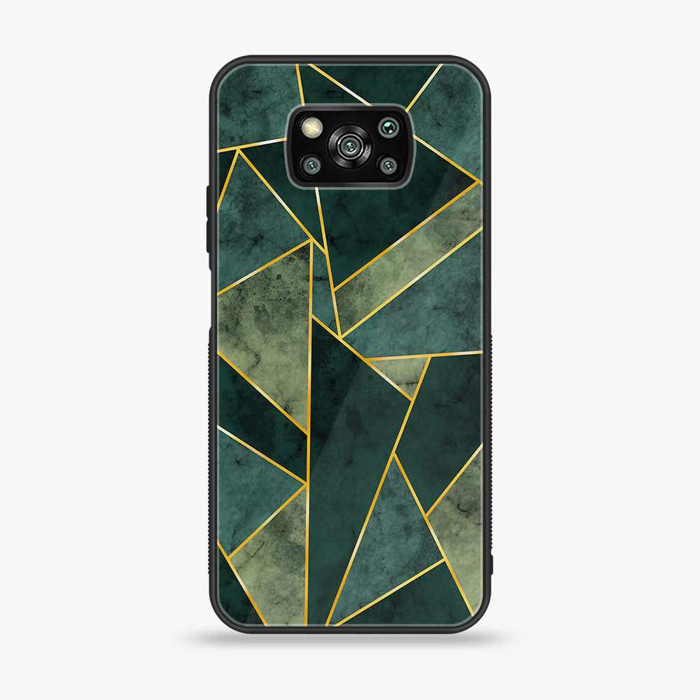 Xiaomi Poco X3 - Geometric Marble  Series - Premium Printed Glass soft Bumper shock Proof Case