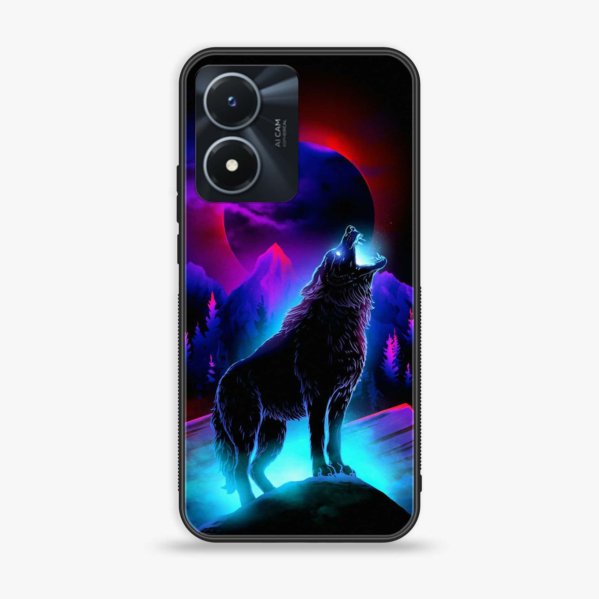 Vivo Y02s  - Wolf Series - Premium Printed Glass soft Bumper shock Proof Case