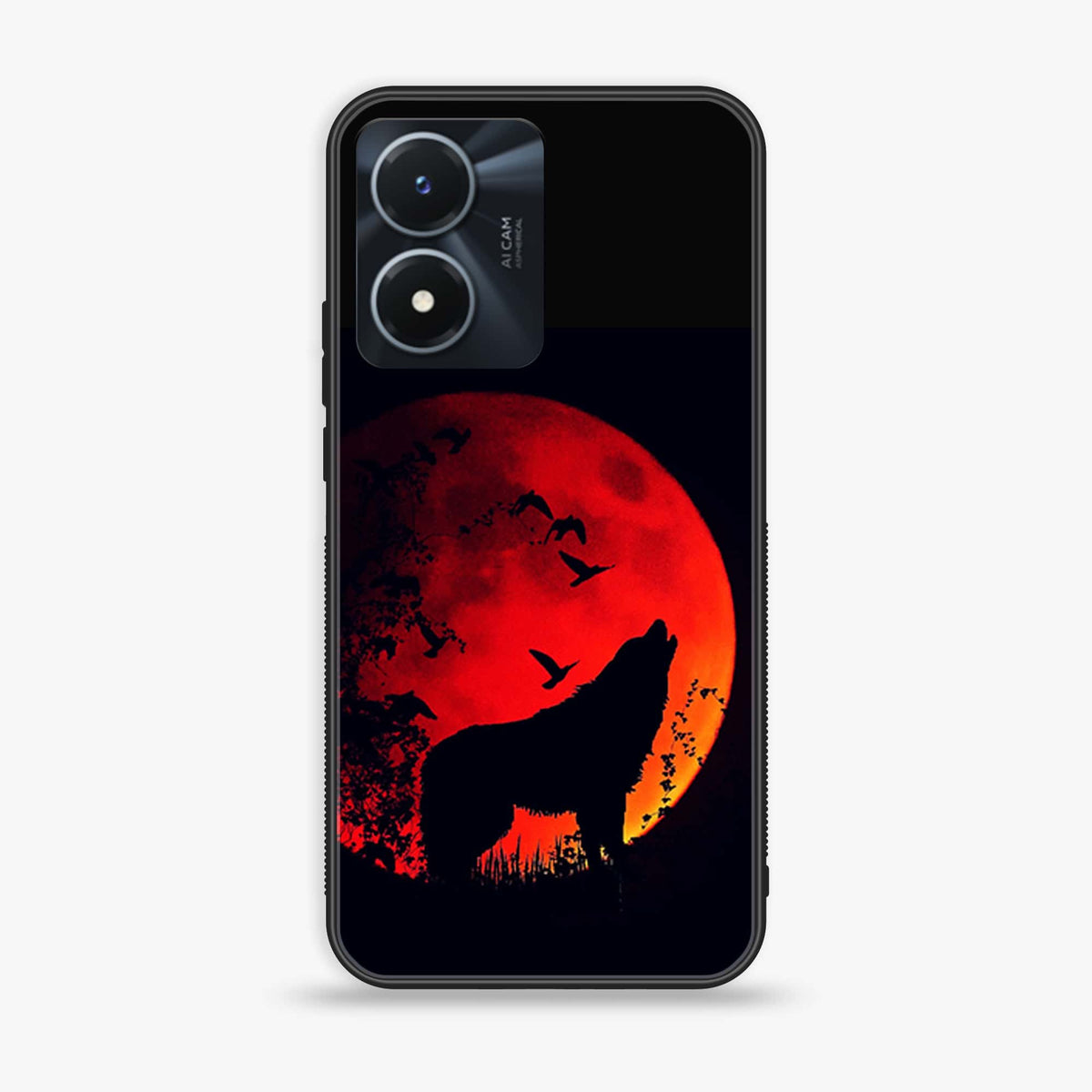 Vivo Y02s  - Wolf Series - Premium Printed Glass soft Bumper shock Proof Case