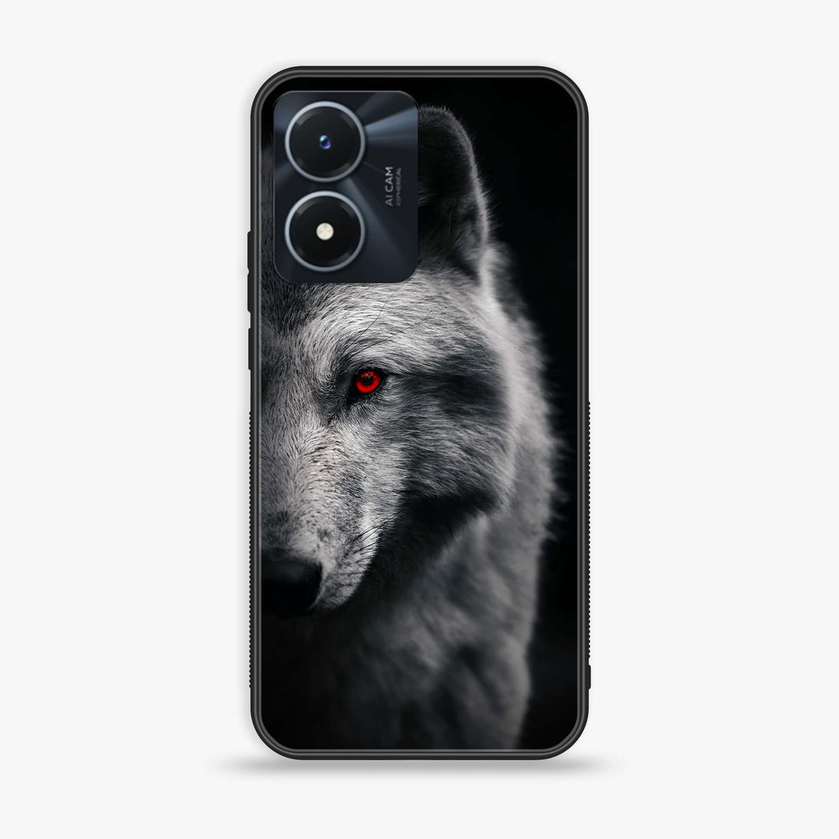 Vivo Y02s  - Wolf Series - Premium Printed Glass soft Bumper shock Proof Case
