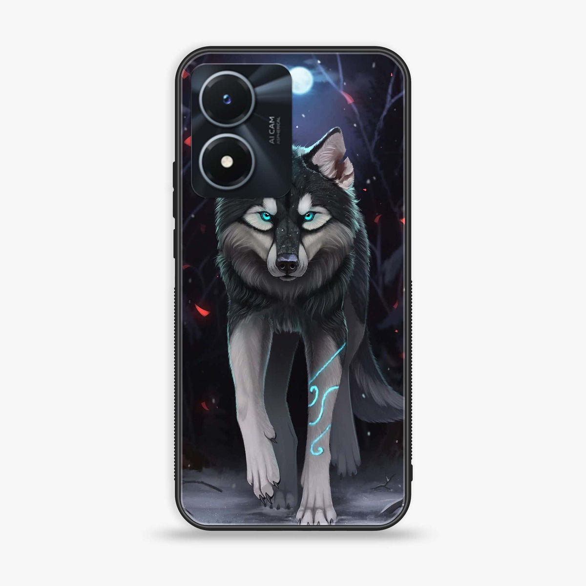 Vivo Y02s  - Wolf Series - Premium Printed Glass soft Bumper shock Proof Case