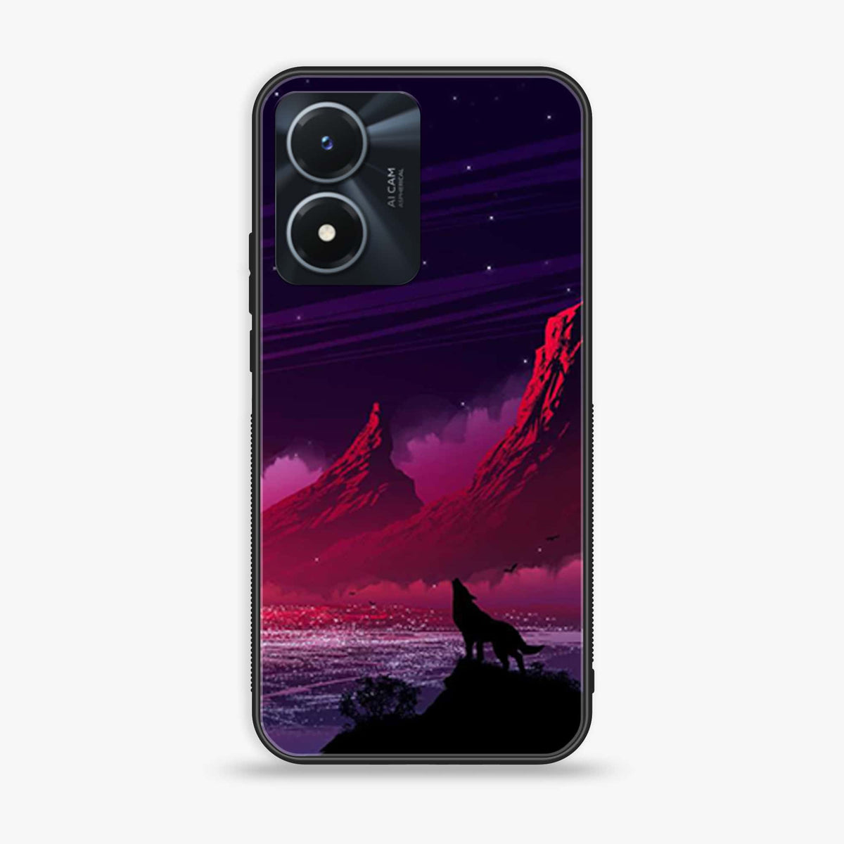 Vivo Y02s  - Wolf Series - Premium Printed Glass soft Bumper shock Proof Case