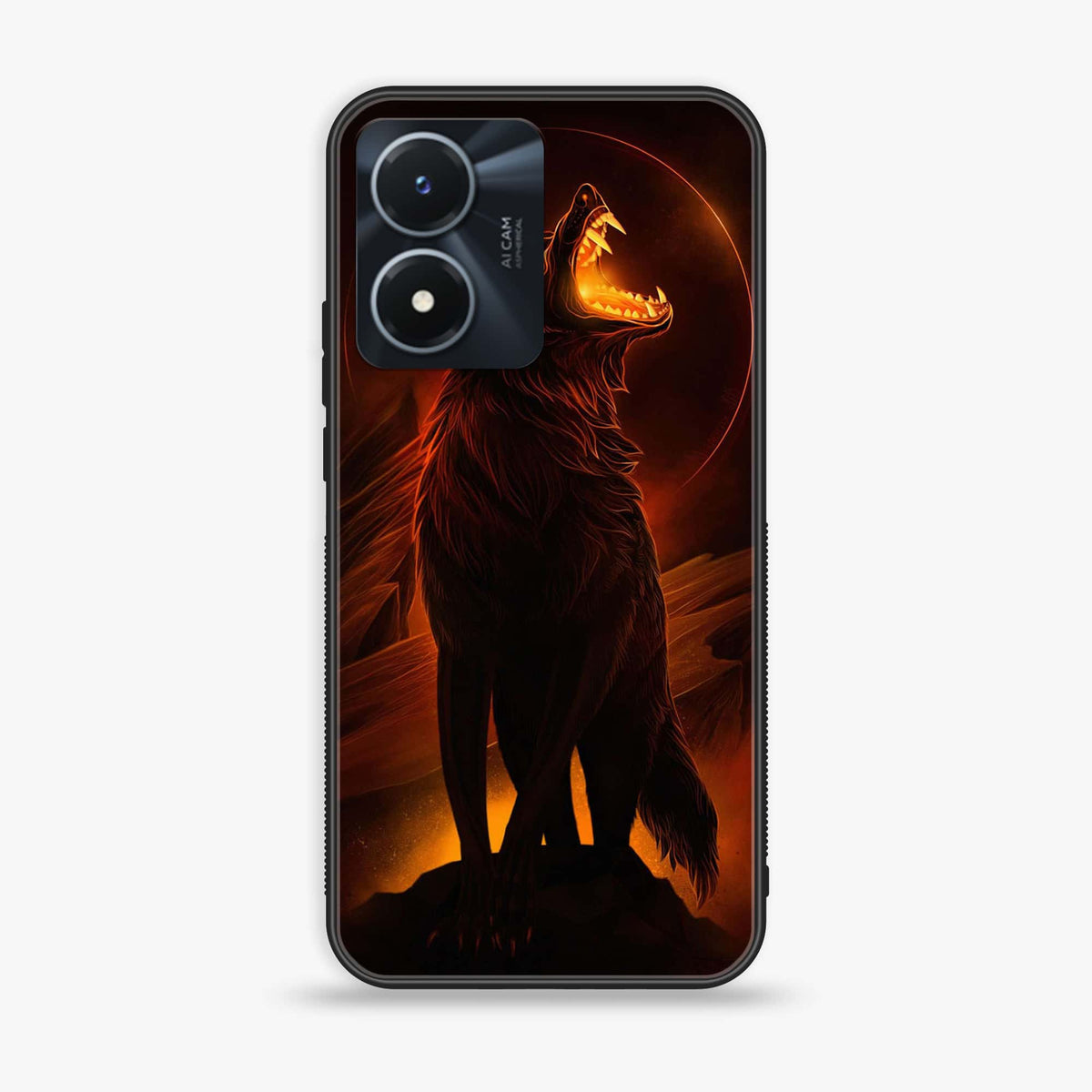 Vivo Y02s  - Wolf Series - Premium Printed Glass soft Bumper shock Proof Case