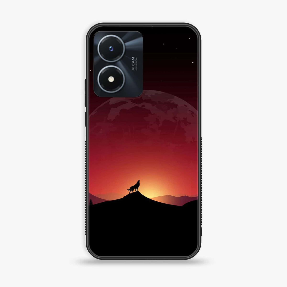 Vivo Y02s  - Wolf Series - Premium Printed Glass soft Bumper shock Proof Case