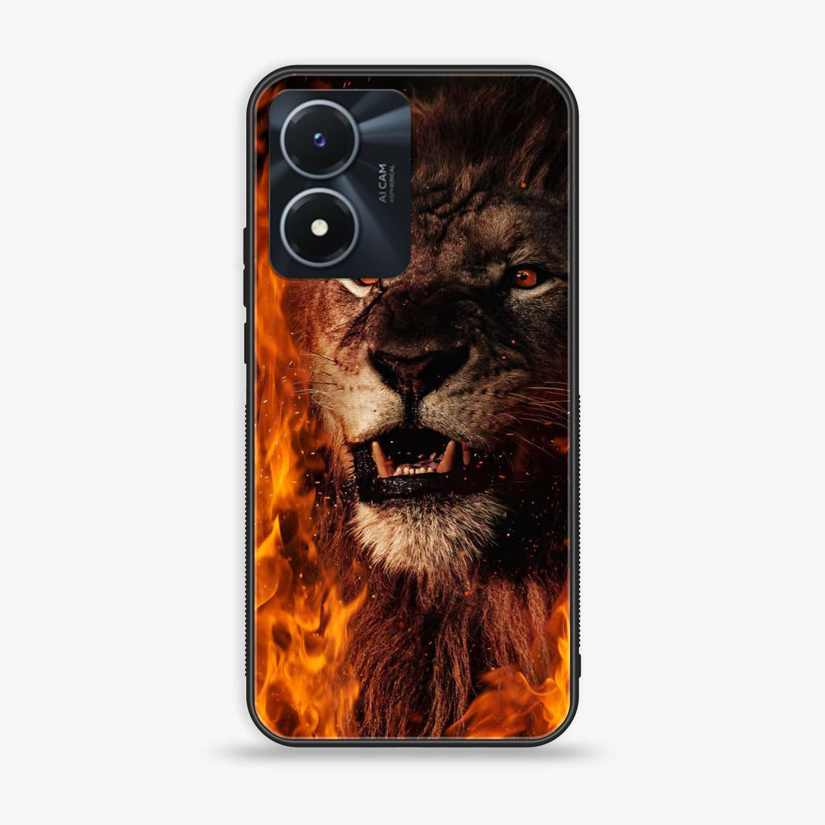 Vivo Y02s  - Tiger Art Series- Premium Printed Glass soft Bumper shock Proof Case