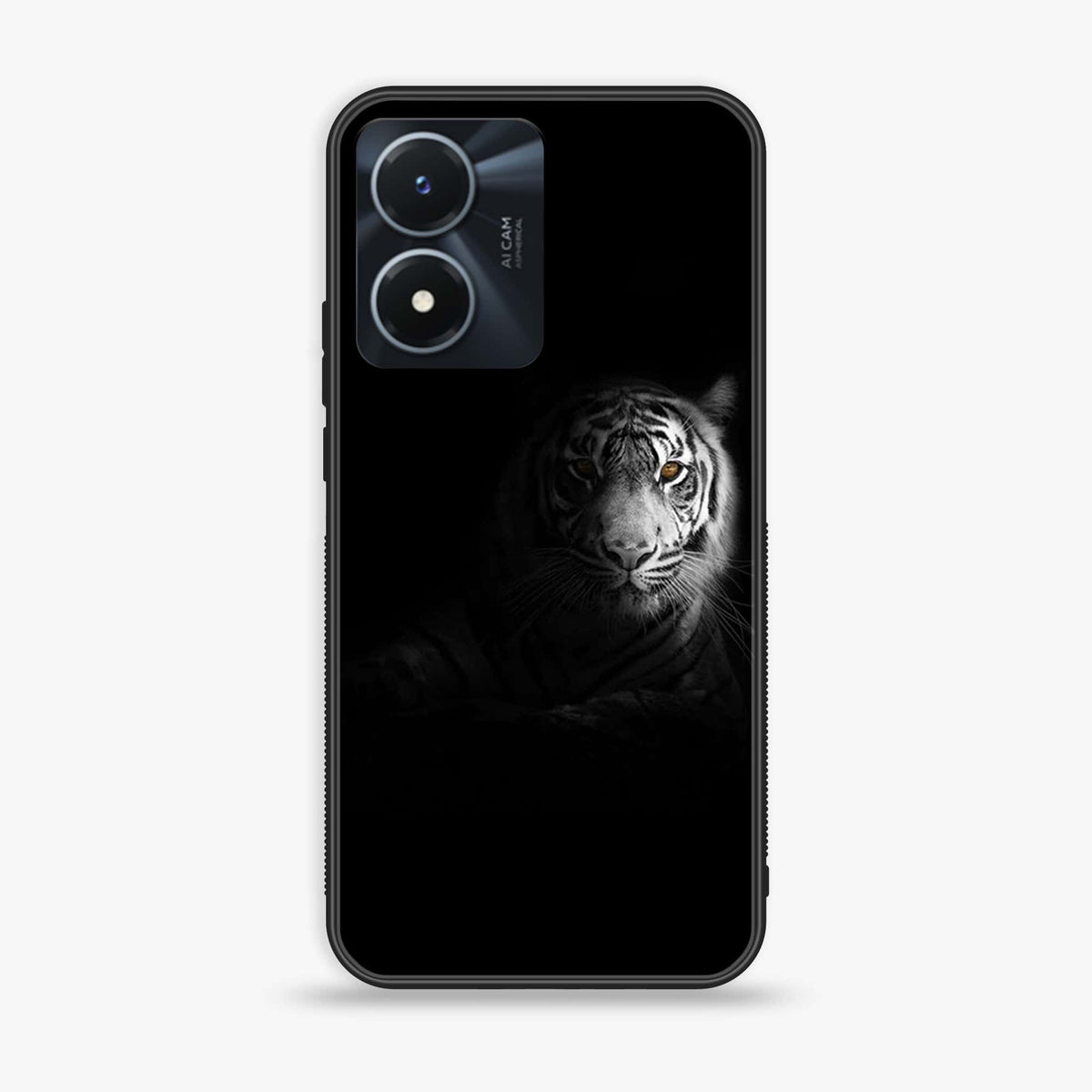 Vivo Y02s  - Tiger Art Series- Premium Printed Glass soft Bumper shock Proof Case