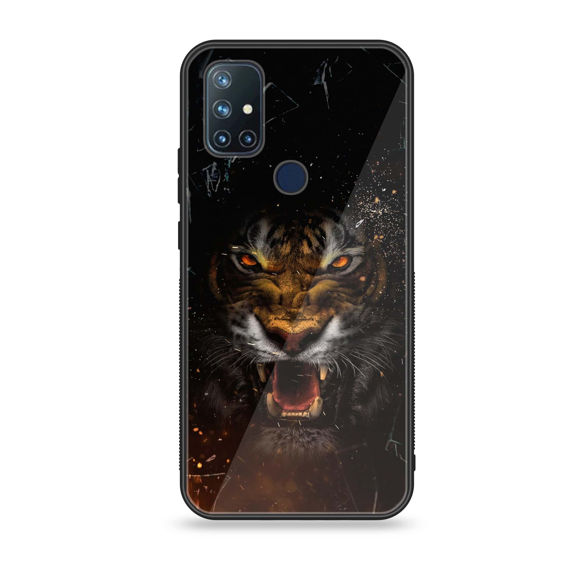 OnePlus Nord N10 -Tiger Art Series - Premium Printed Glass soft Bumper shock Proof Case