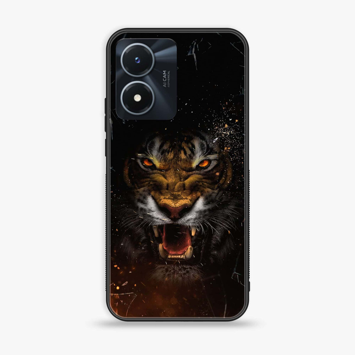 Vivo Y02s  - Tiger Art Series- Premium Printed Glass soft Bumper shock Proof Case
