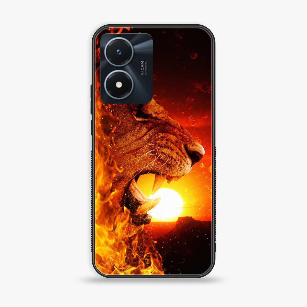 Vivo Y02s  - Tiger Art Series- Premium Printed Glass soft Bumper shock Proof Case