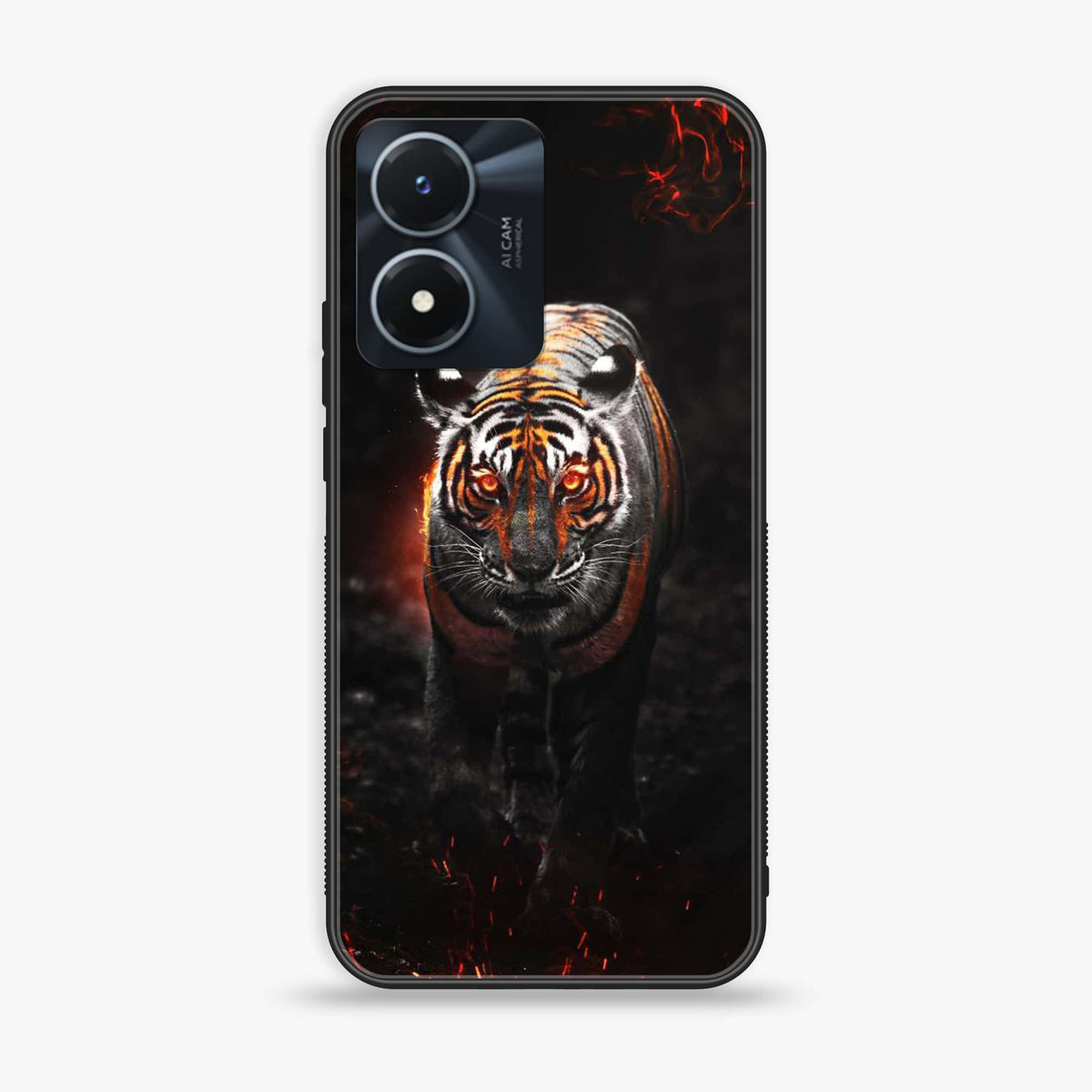 Vivo Y02s  - Tiger Art Series- Premium Printed Glass soft Bumper shock Proof Case